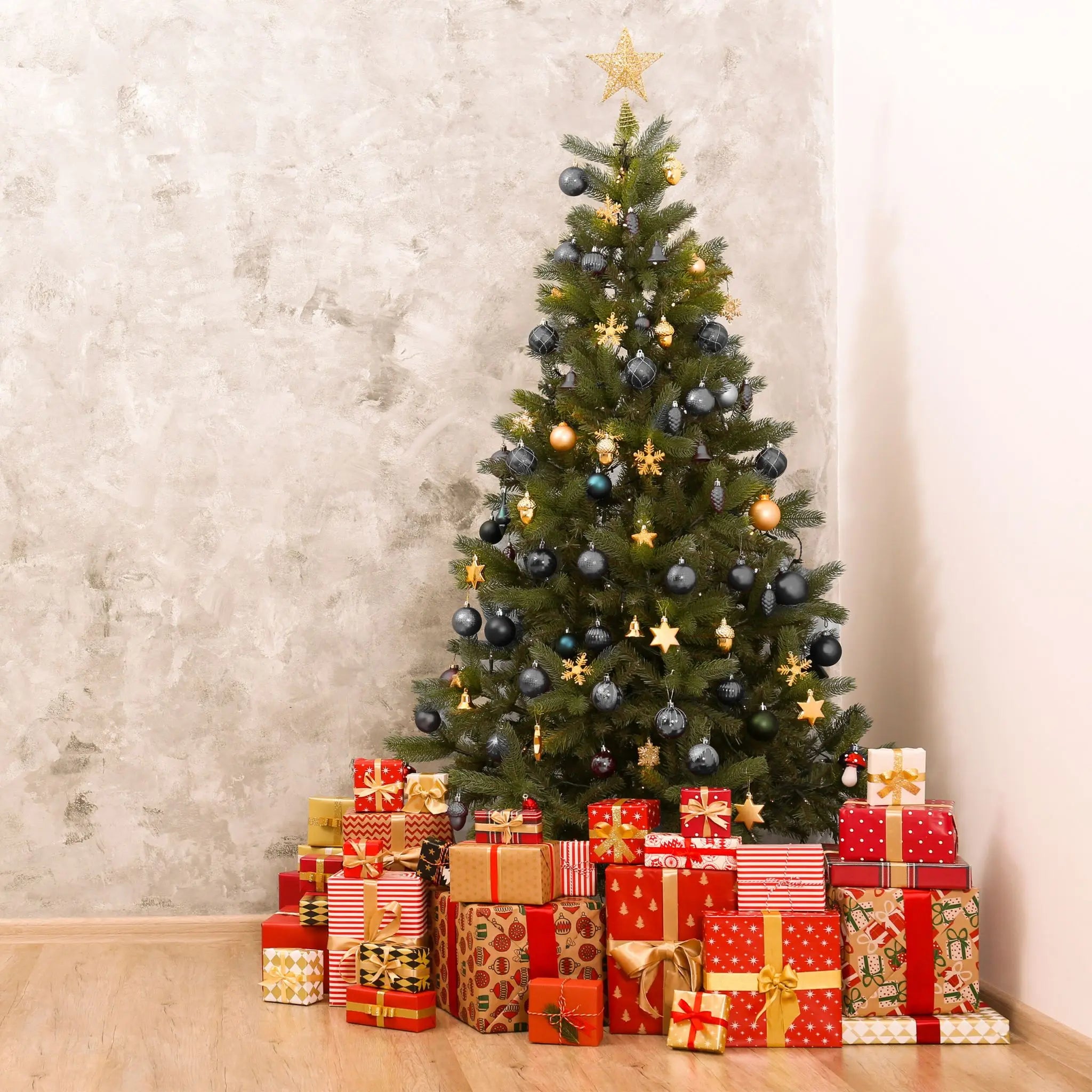 Weihnachtskugeln im 110er-Set Gold-Schwarz-Silber von Relaxdays