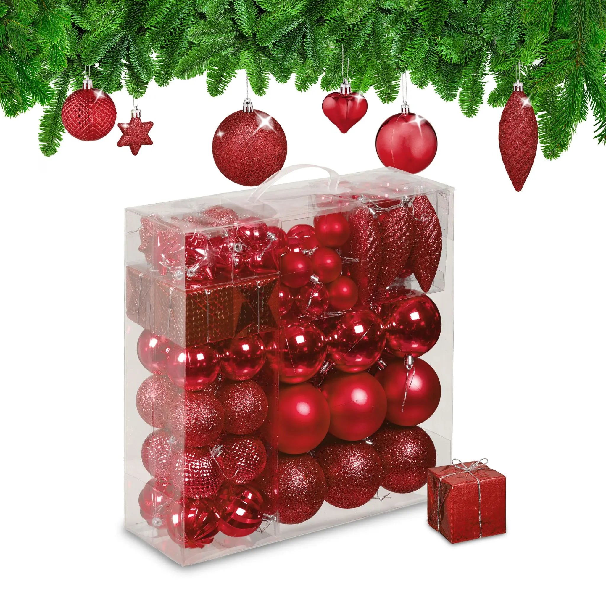 Weihnachtskugeln im 110er-Set Rot-Silber von guteszeug.ch