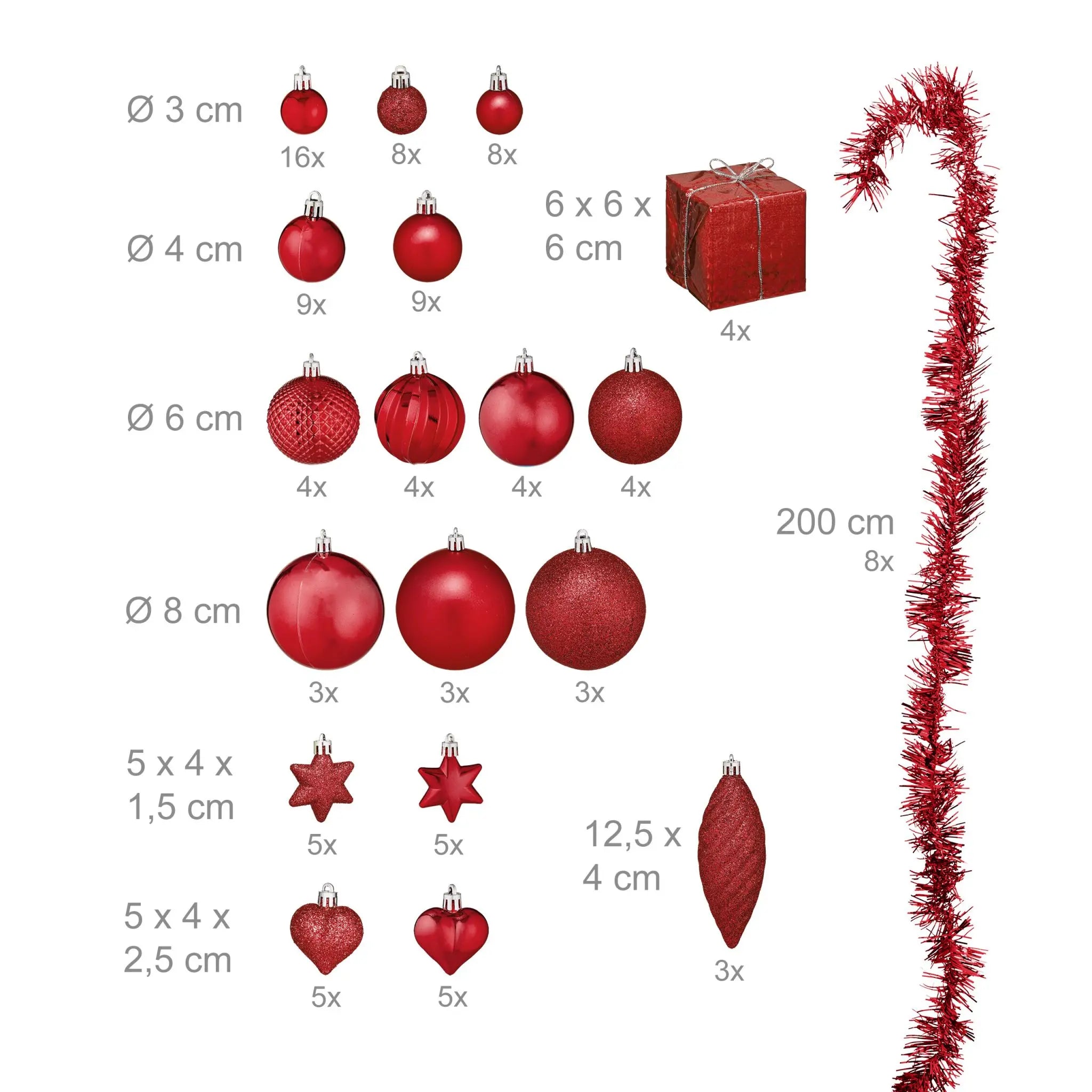 Weihnachtskugeln im 110er-Set Rot-Silber von guteszeug.ch