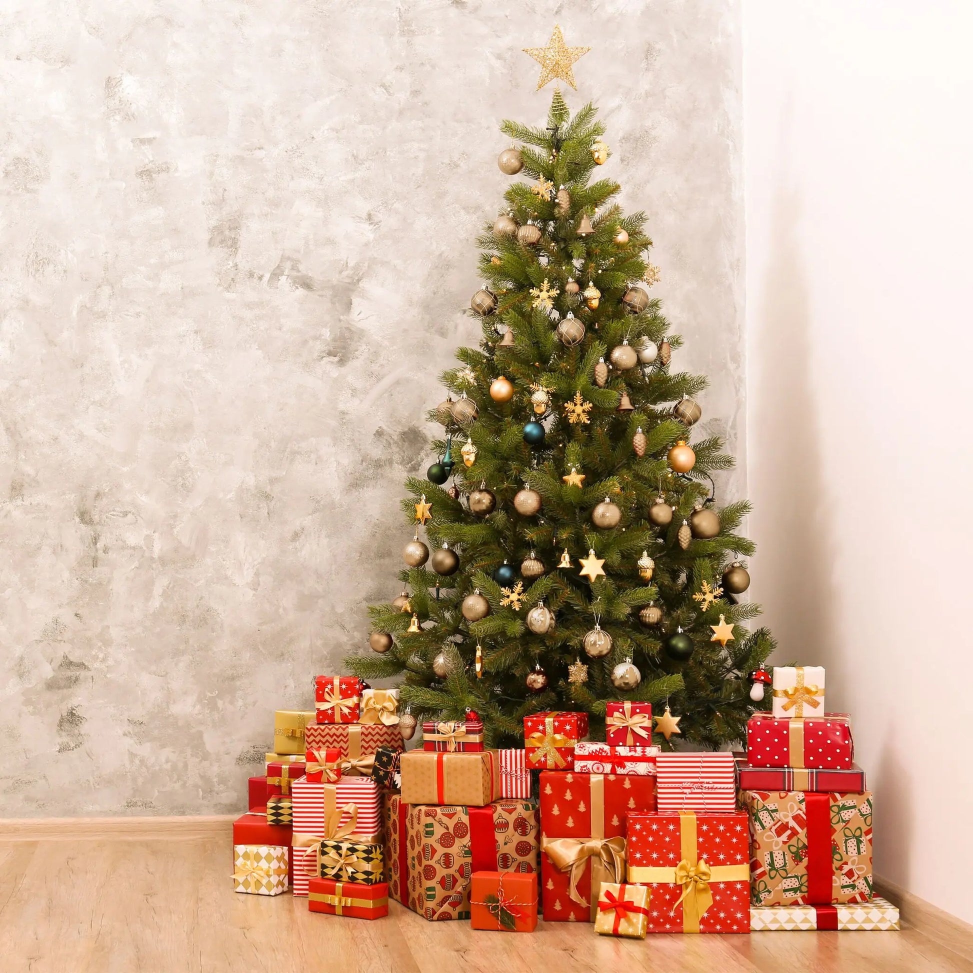 Weihnachtskugeln im 110er-Set Orange-Silber von Relaxdays