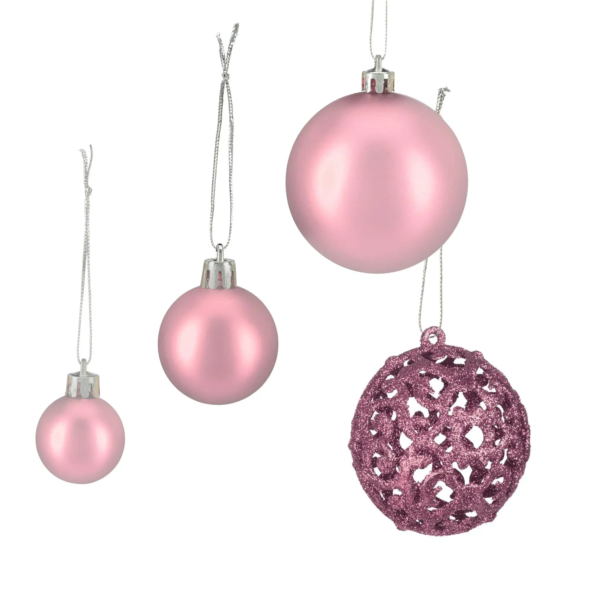 Weihnachtskugeln im 50er-Set Rosa-Silber von guteszeug.ch
