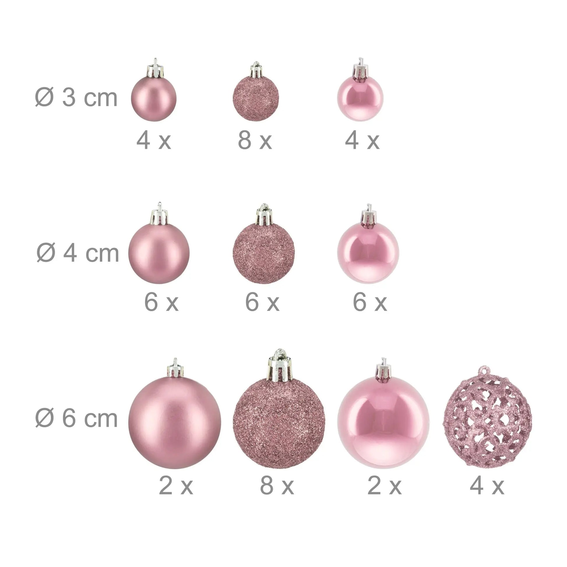Weihnachtskugeln im 50er-Set Rosa-Silber von guteszeug.ch