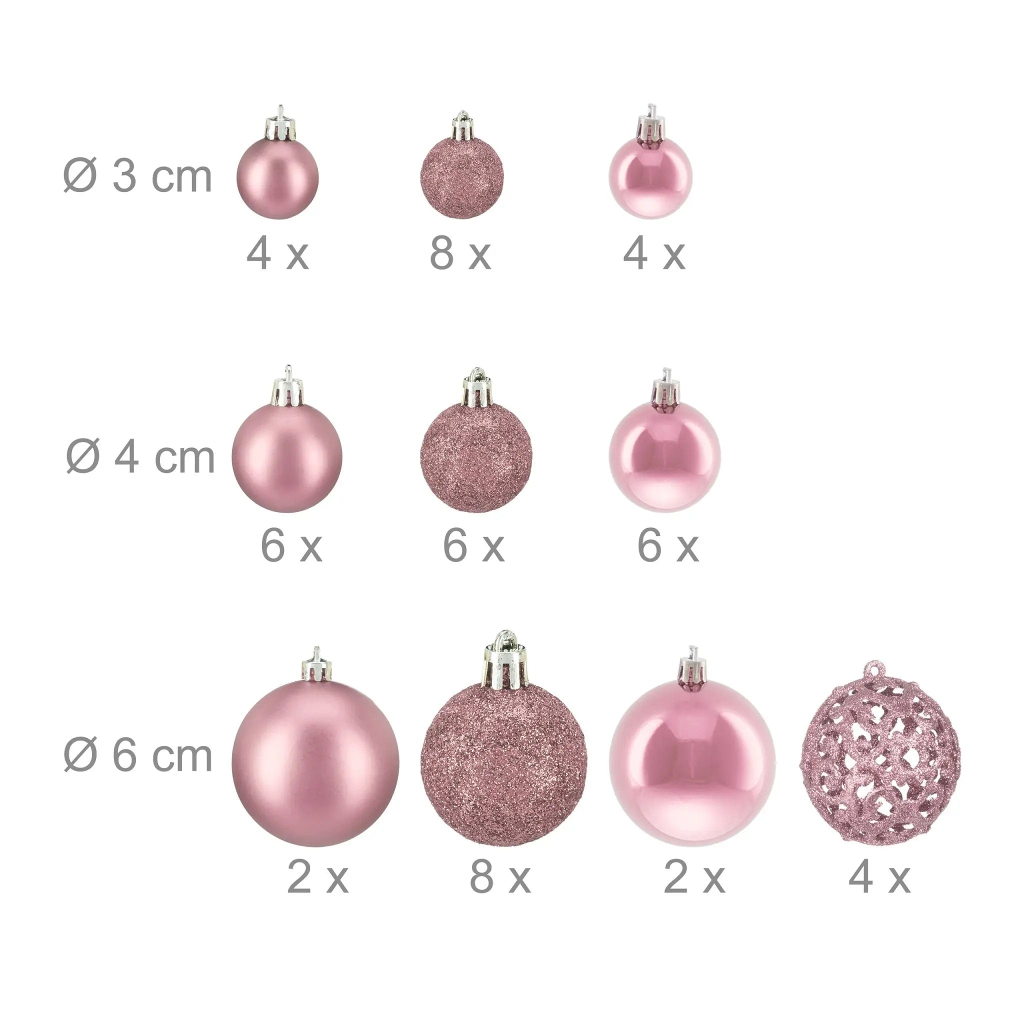 Weihnachtskugeln im 50er-Set Rosa-Silber von guteszeug.ch