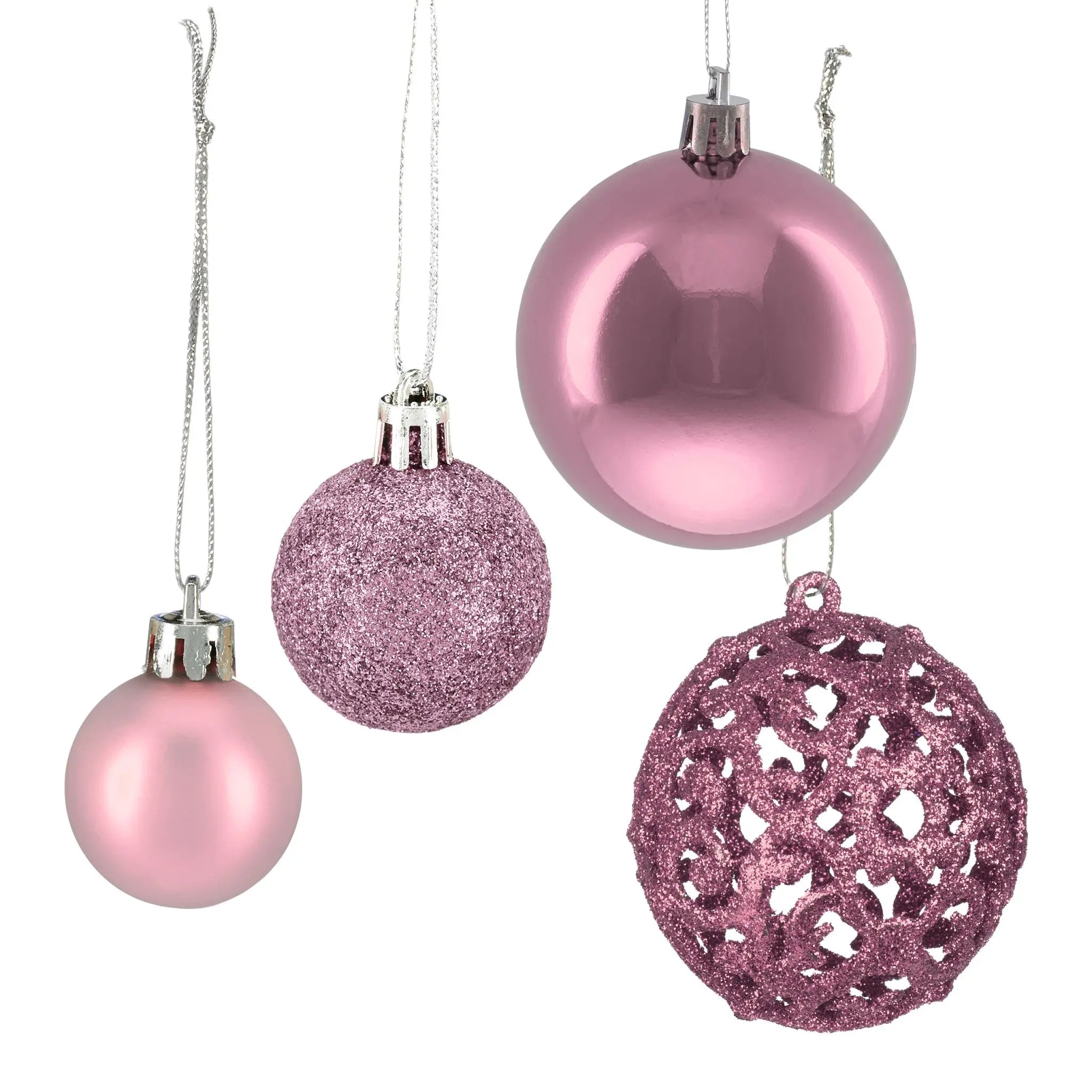 Weihnachtskugeln im 50er-Set Rosa-Silber von guteszeug.ch