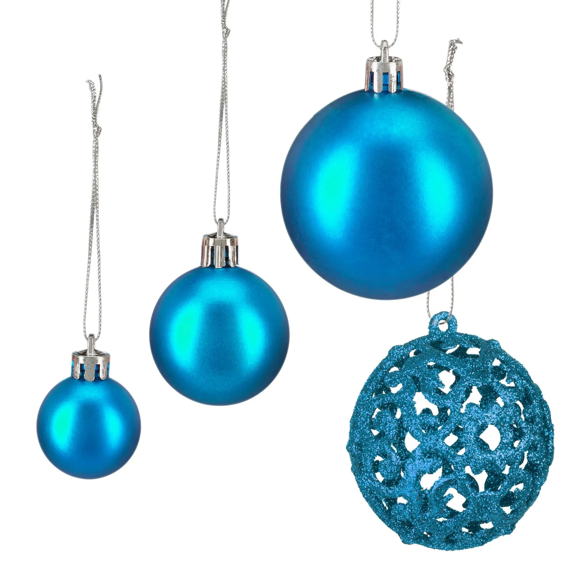 Weihnachtskugeln im 50er-Set Blau-Silber von Relaxdays