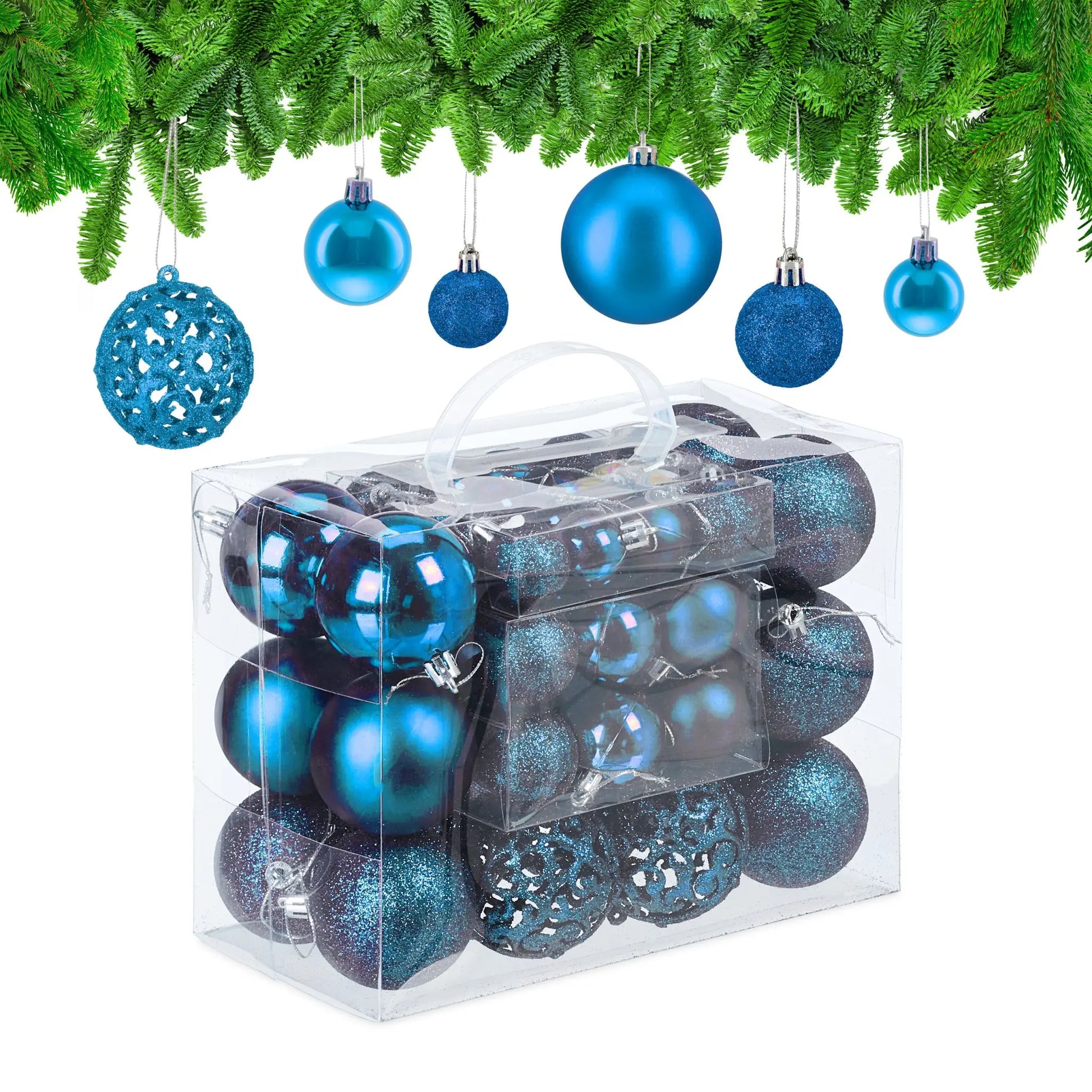 Weihnachtskugeln im 50er-Set Blau-Silber von Relaxdays