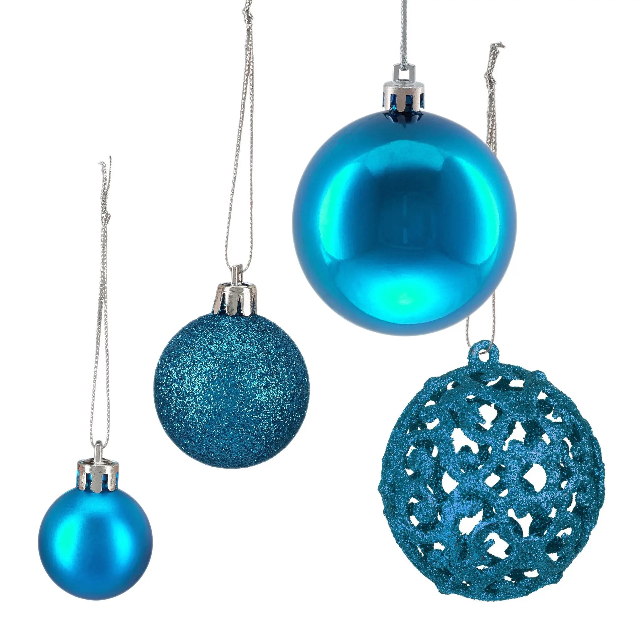 Weihnachtskugeln im 50er-Set Blau-Silber von Relaxdays