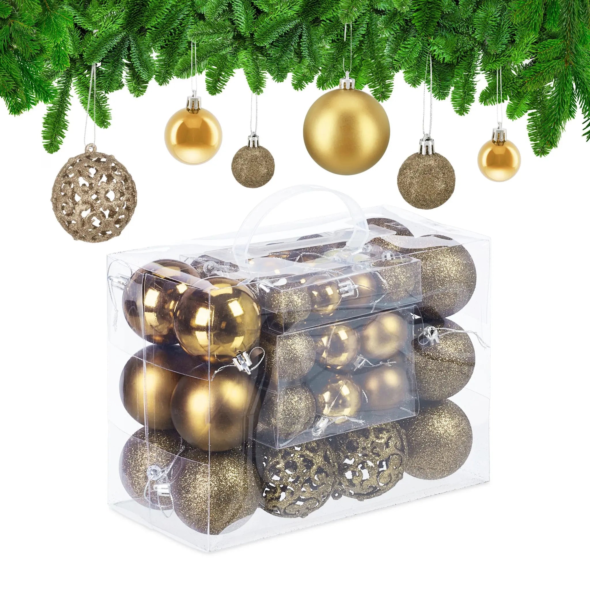 Weihnachtskugeln im 50er-Set Gold-Silber von Relaxdays
