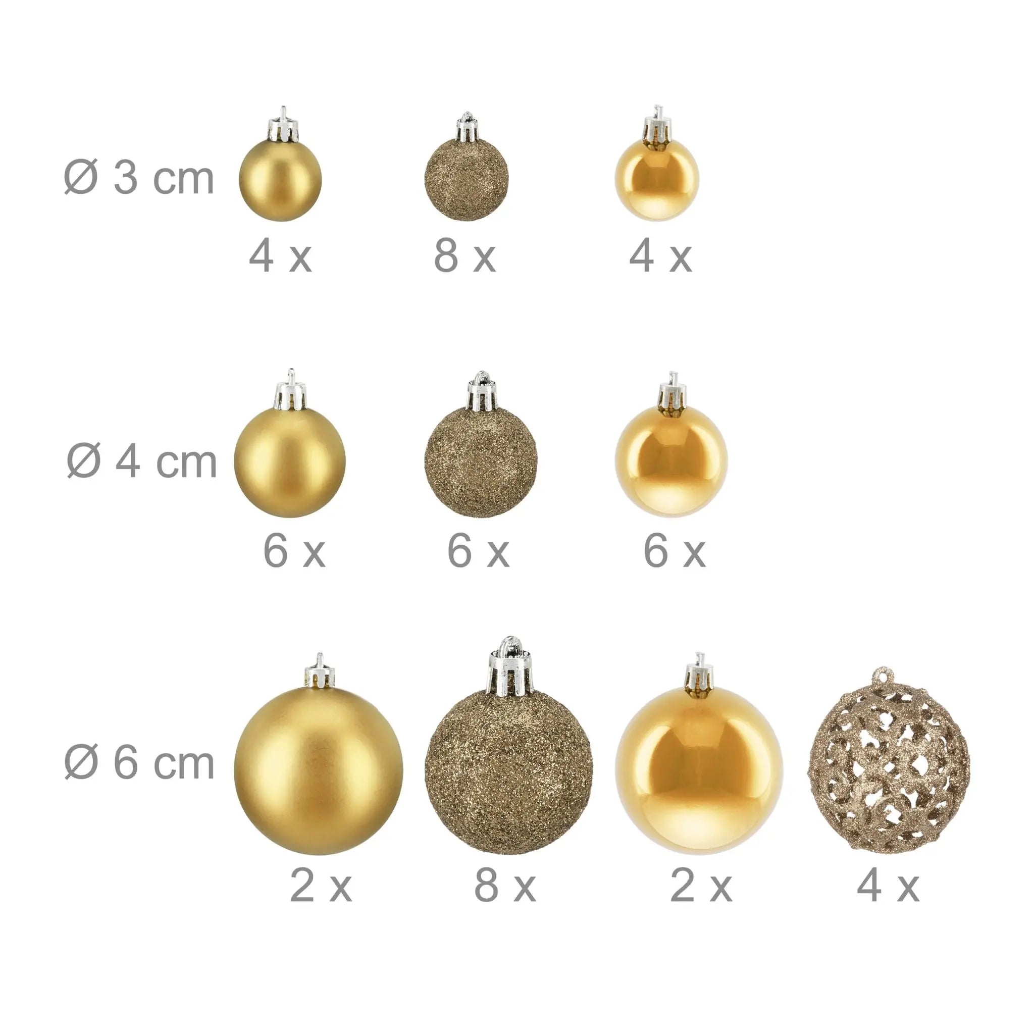Weihnachtskugeln im 50er-Set Gold-Silber von Relaxdays