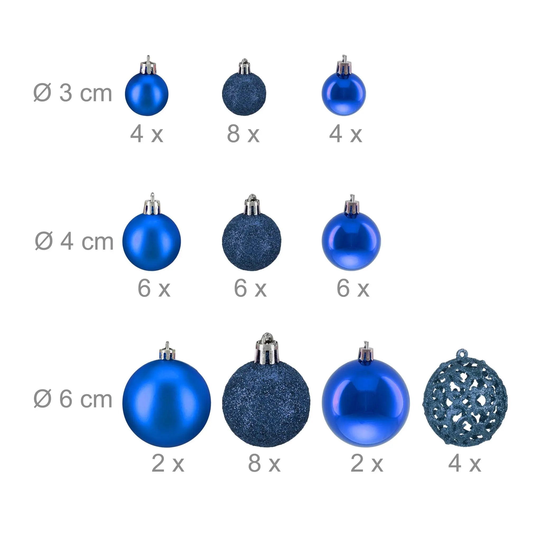 Weihnachtskugeln im 50er-Set Dunkelblau-Silber von Relaxdays