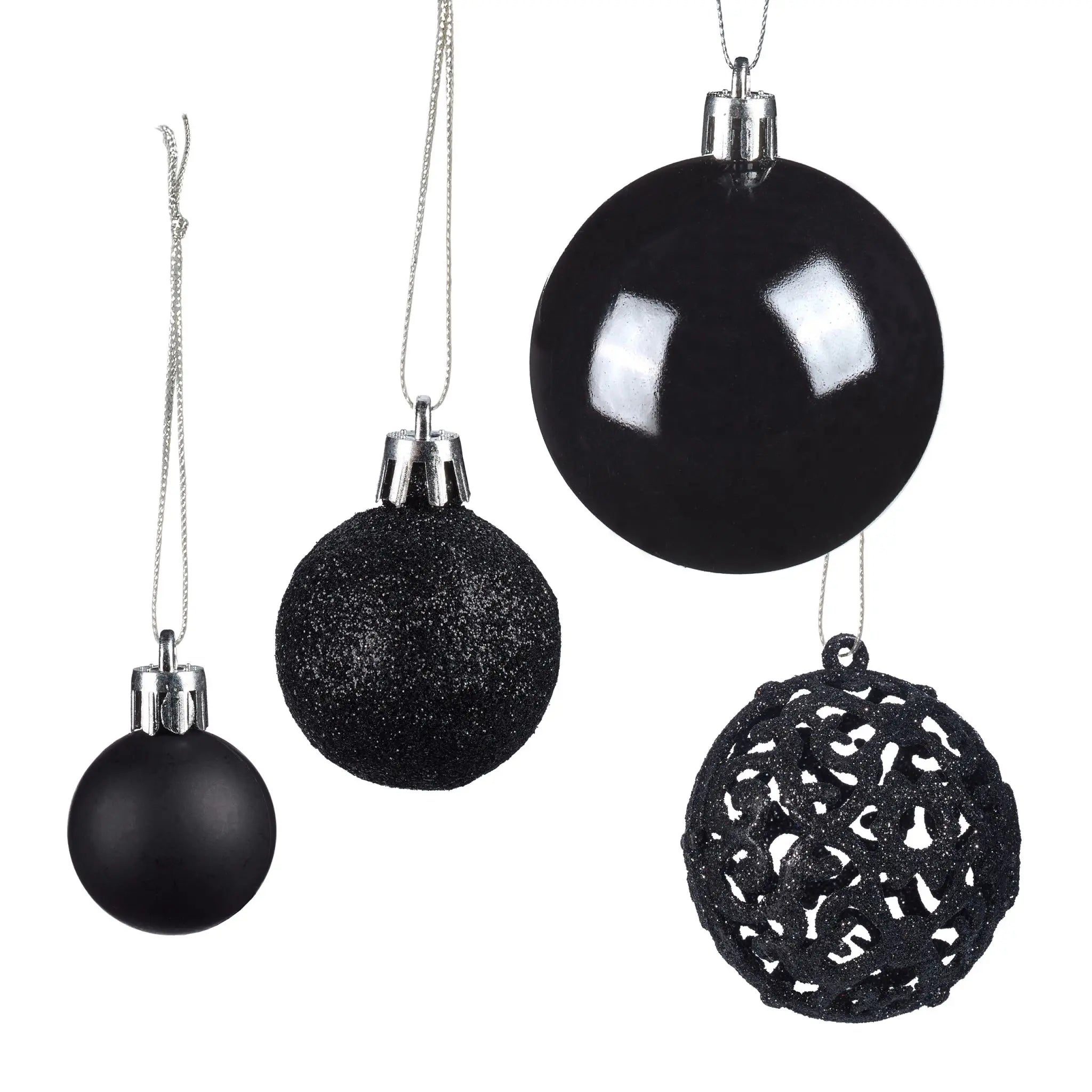 Weihnachtskugeln im 50er-Set Schwarz-Silber von Relaxdays