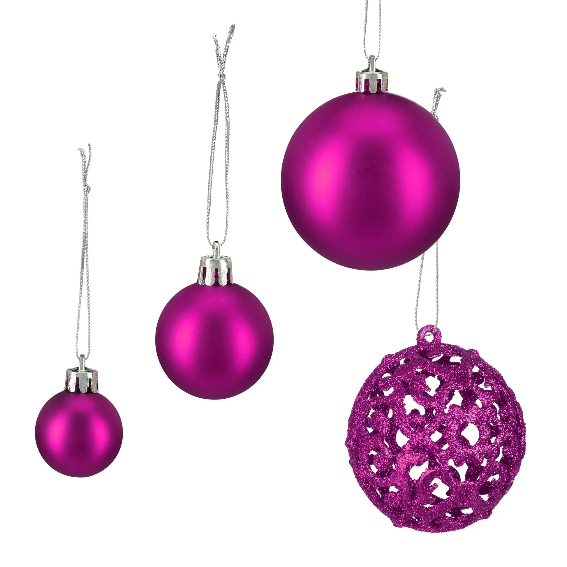 Weihnachtskugeln im 50er-Set Pink-Silber von Relaxdays