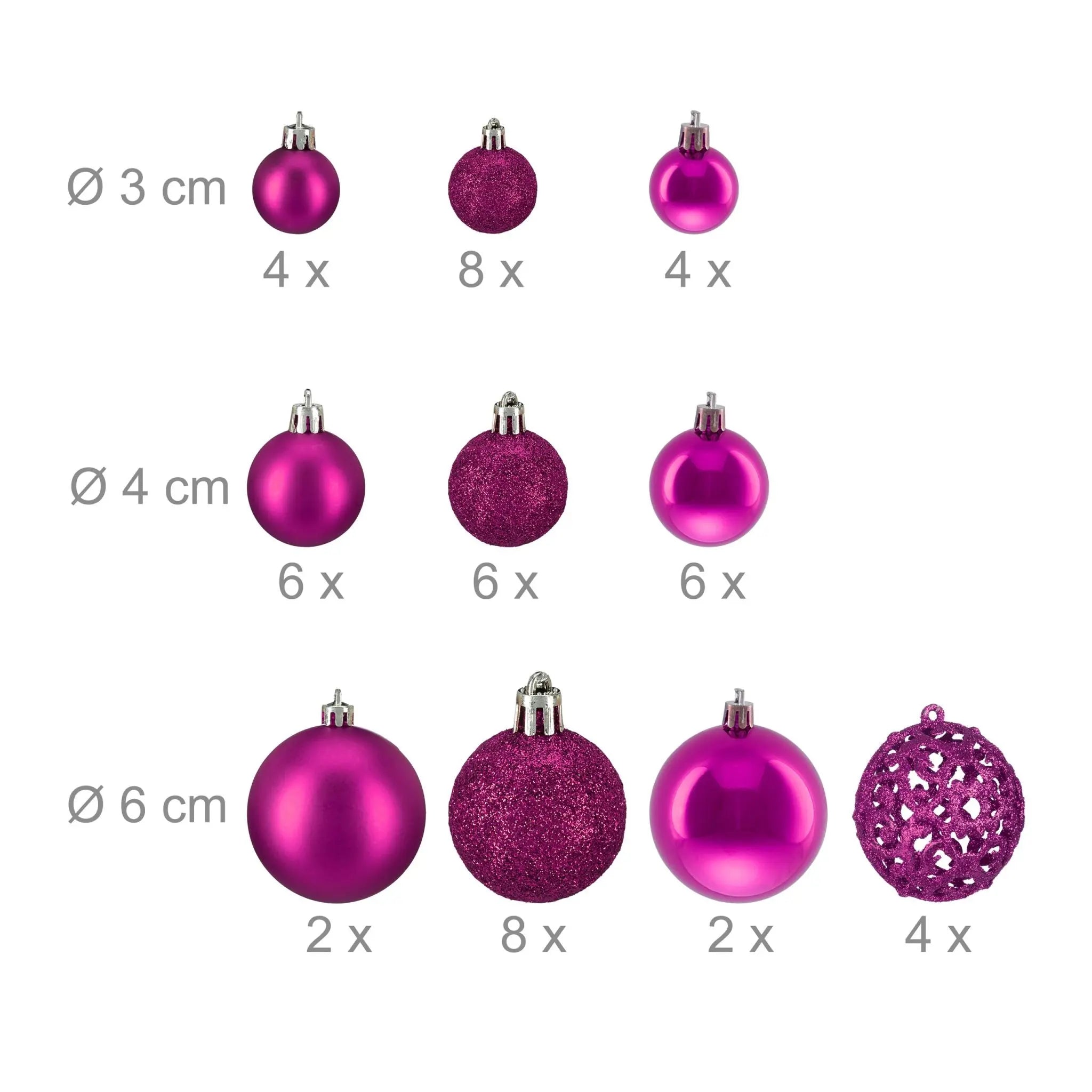 Weihnachtskugeln im 50er-Set Pink-Silber von Relaxdays
