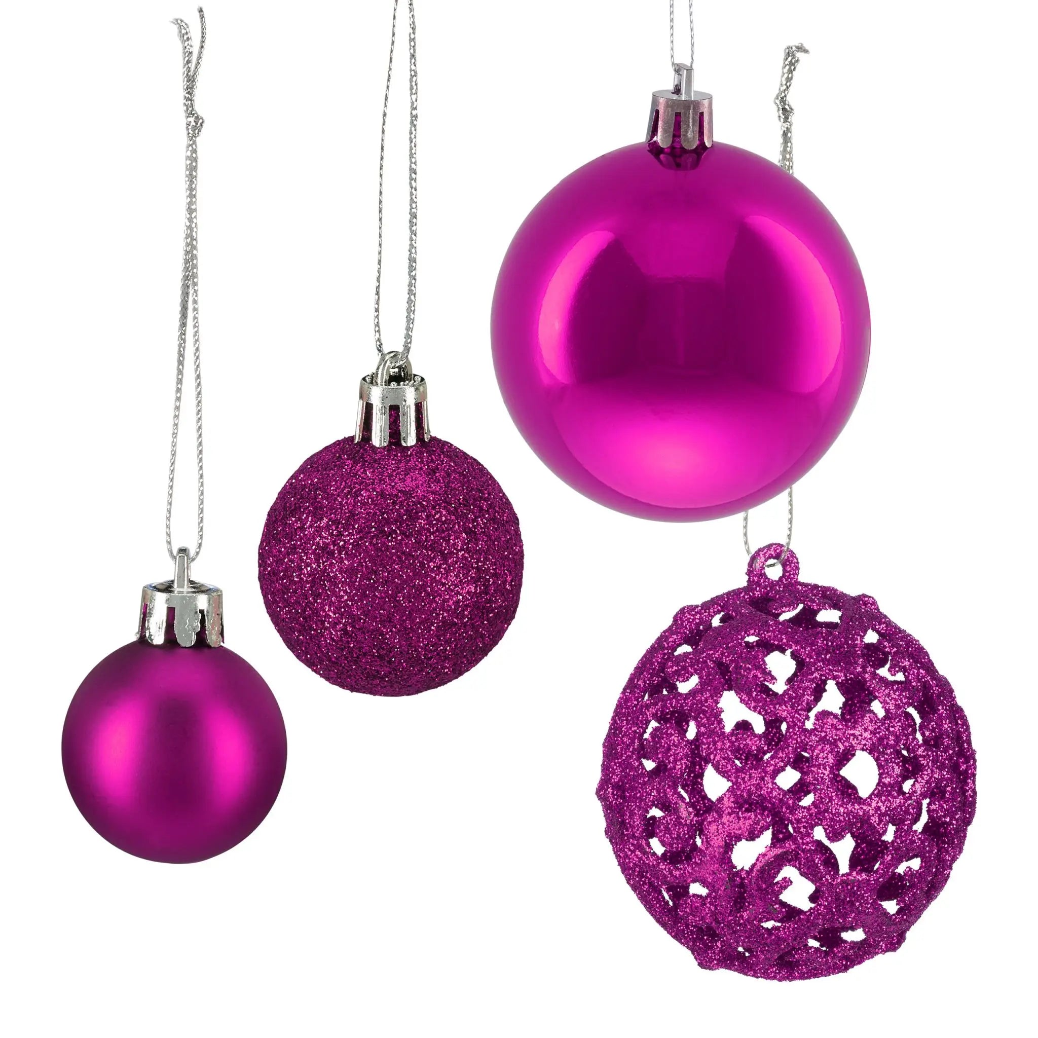 Weihnachtskugeln im 50er-Set Pink-Silber von Relaxdays
