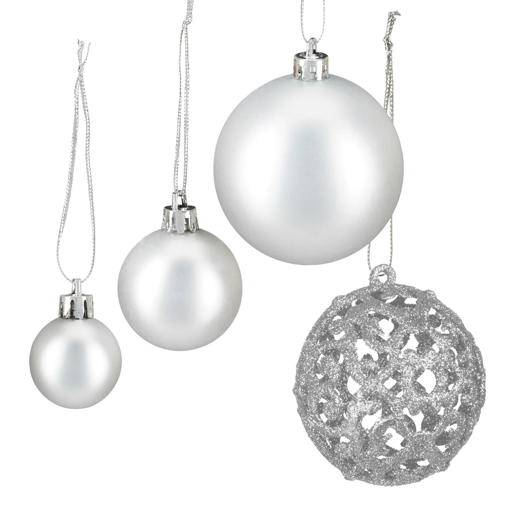 Weihnachtskugeln im 50er-Set Silber von Relaxdays