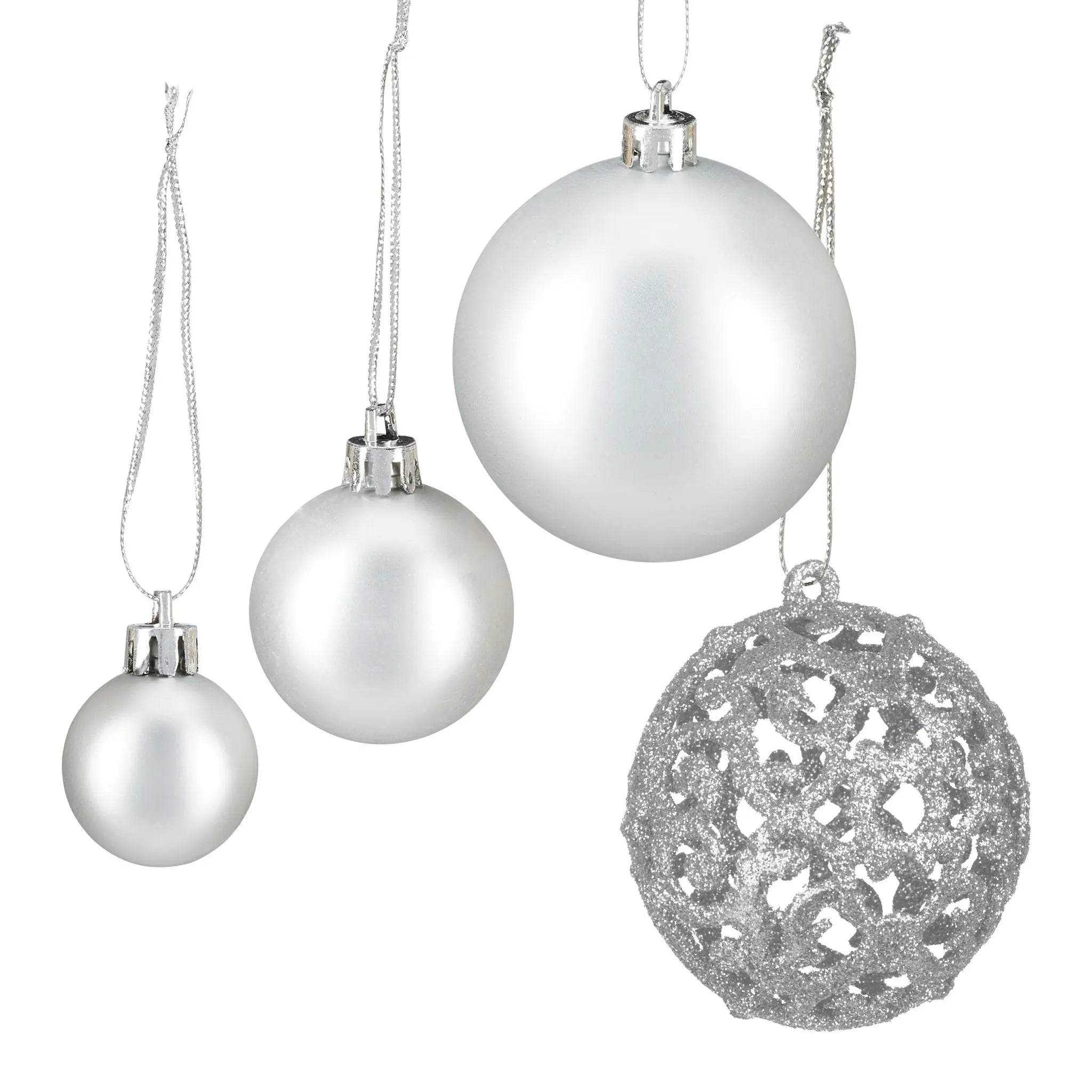 Weihnachtskugeln im 50er-Set Silber von Relaxdays