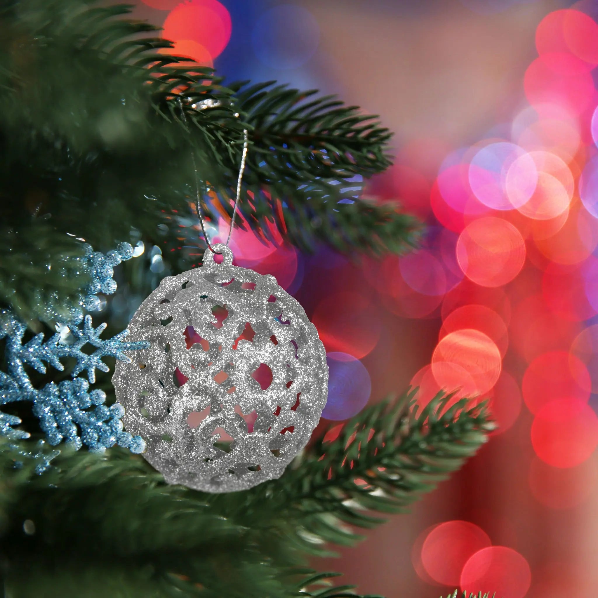 Weihnachtskugeln im 50er-Set Silber von Relaxdays