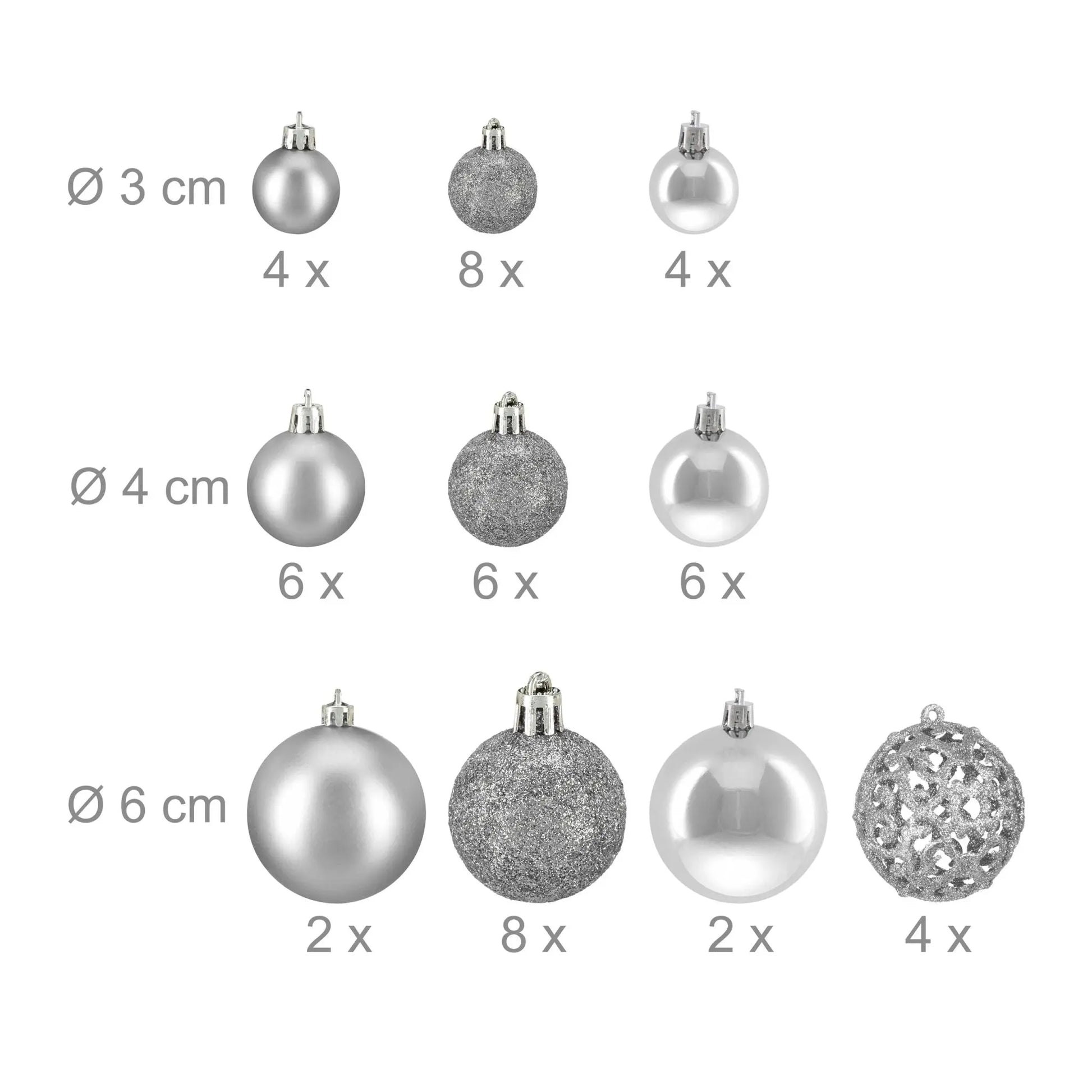 Weihnachtskugeln im 50er-Set Silber von Relaxdays