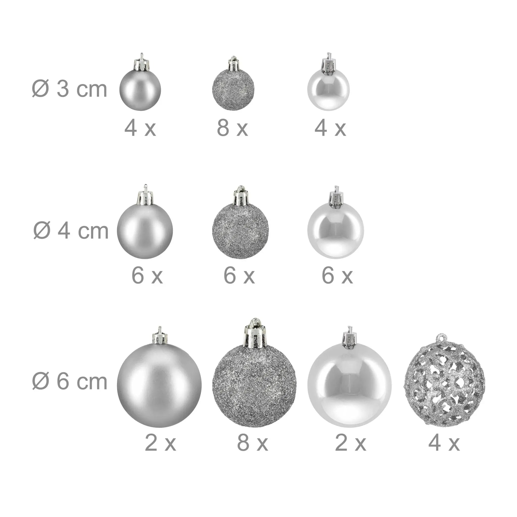 Weihnachtskugeln im 50er-Set Silber von Relaxdays