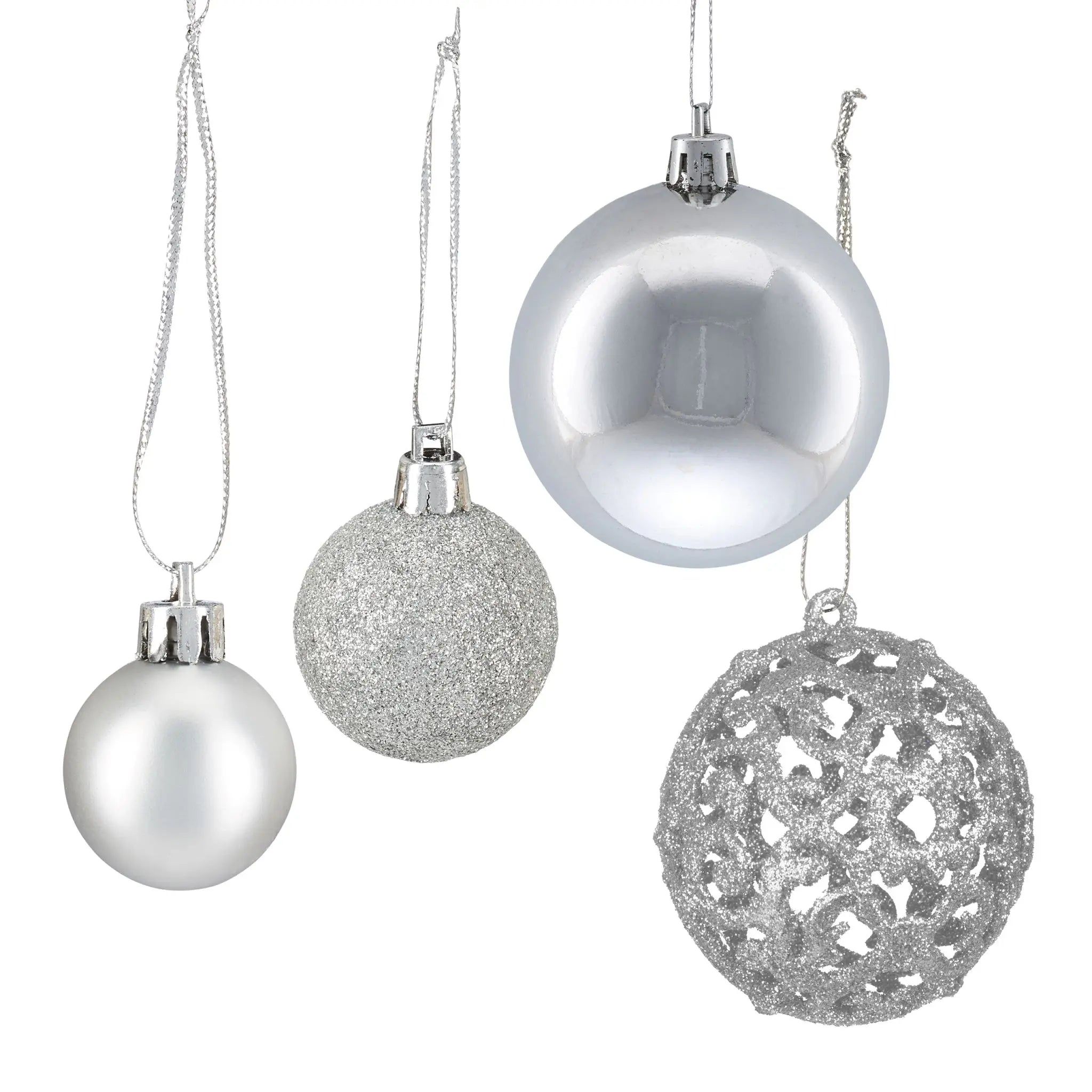 Weihnachtskugeln im 50er-Set Silber von Relaxdays