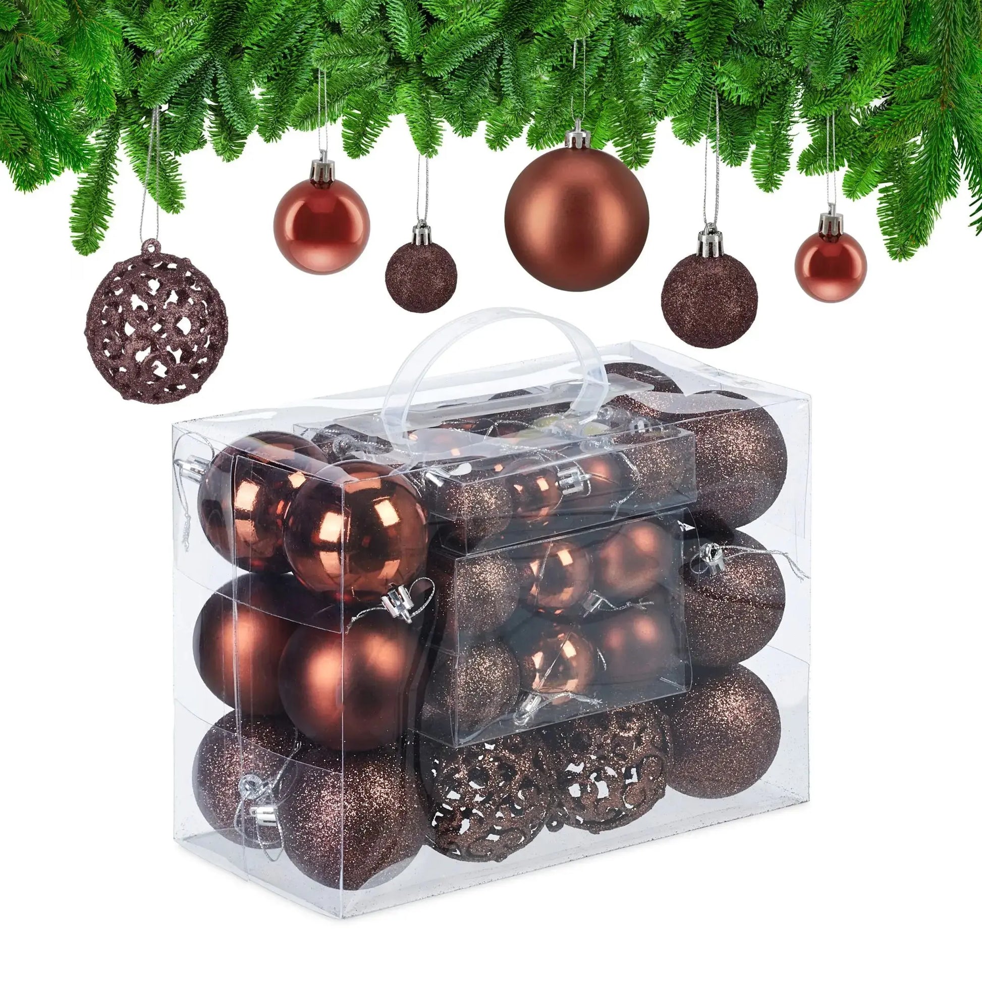 Weihnachtskugeln im 50er-Set Braun-Silber von Relaxdays