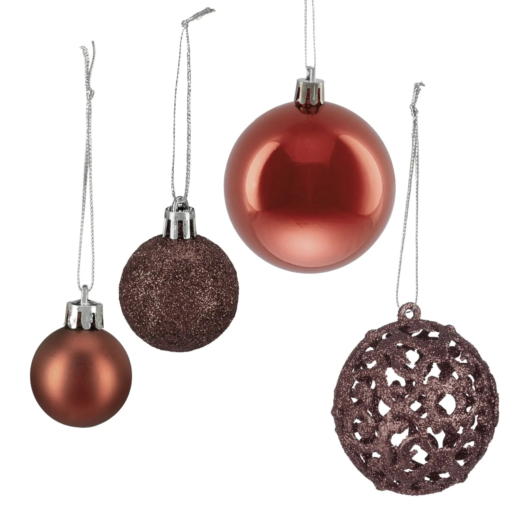 Weihnachtskugeln im 50er-Set Braun-Silber von Relaxdays