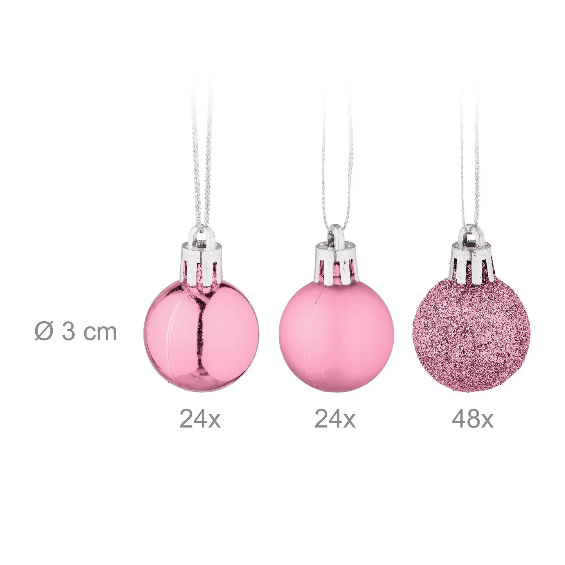 Weihnachtskugeln im 96er-Set Rosa-Silber von Relaxdays