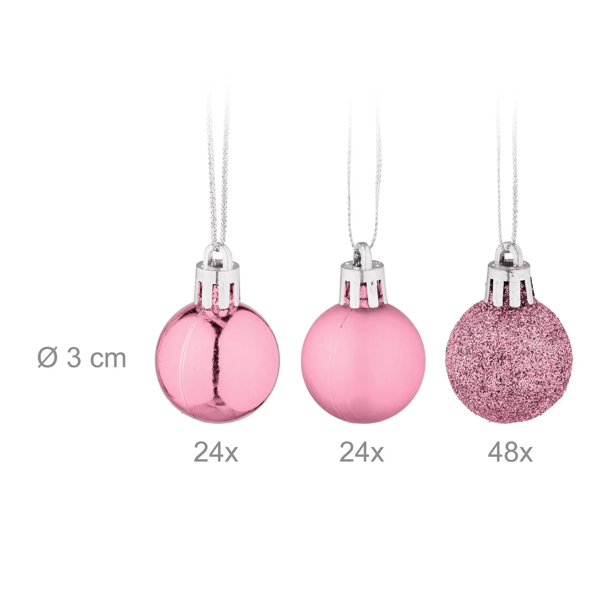 Weihnachtskugeln im 96er-Set Rosa-Silber von Relaxdays