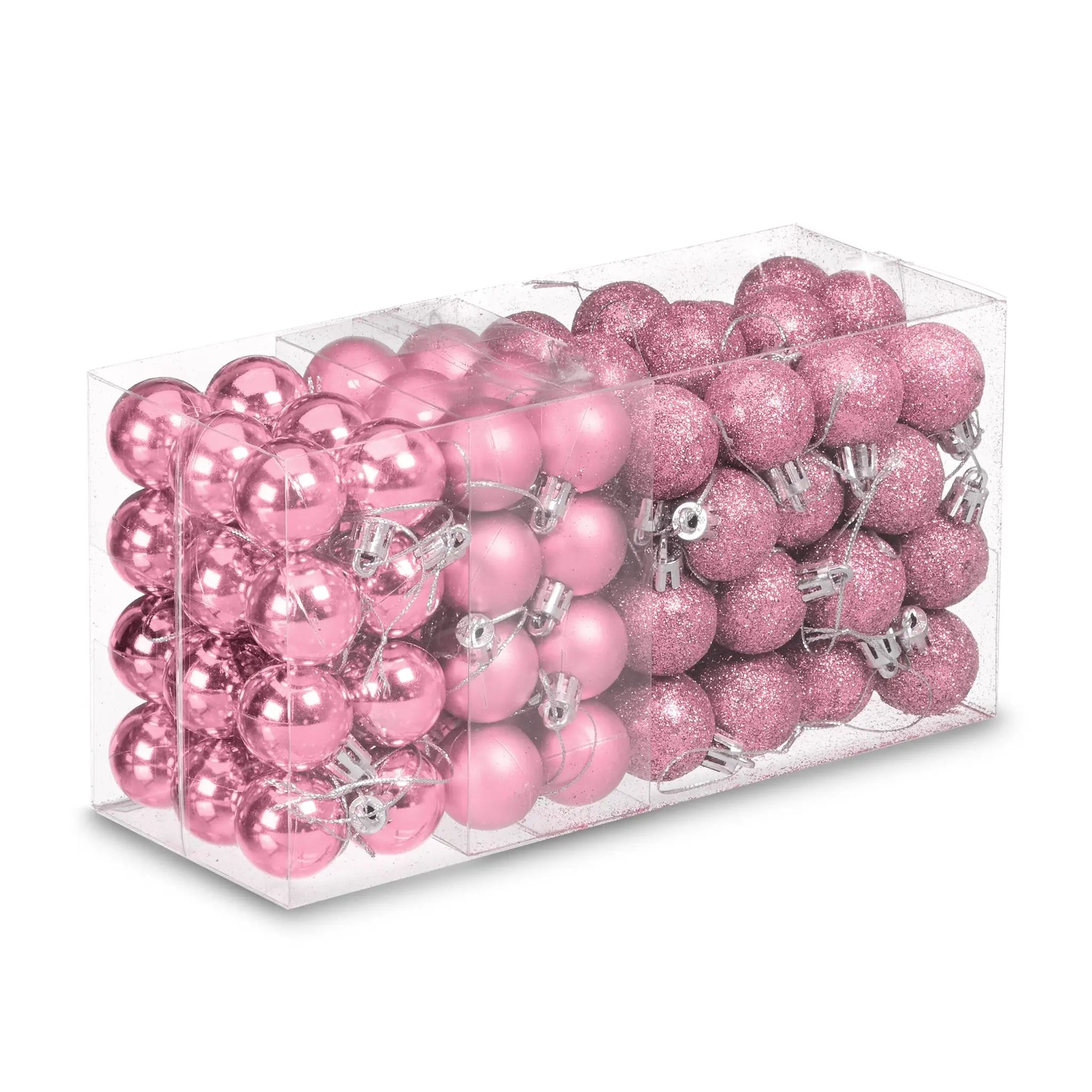Weihnachtskugeln im 96er-Set Rosa-Silber von Relaxdays