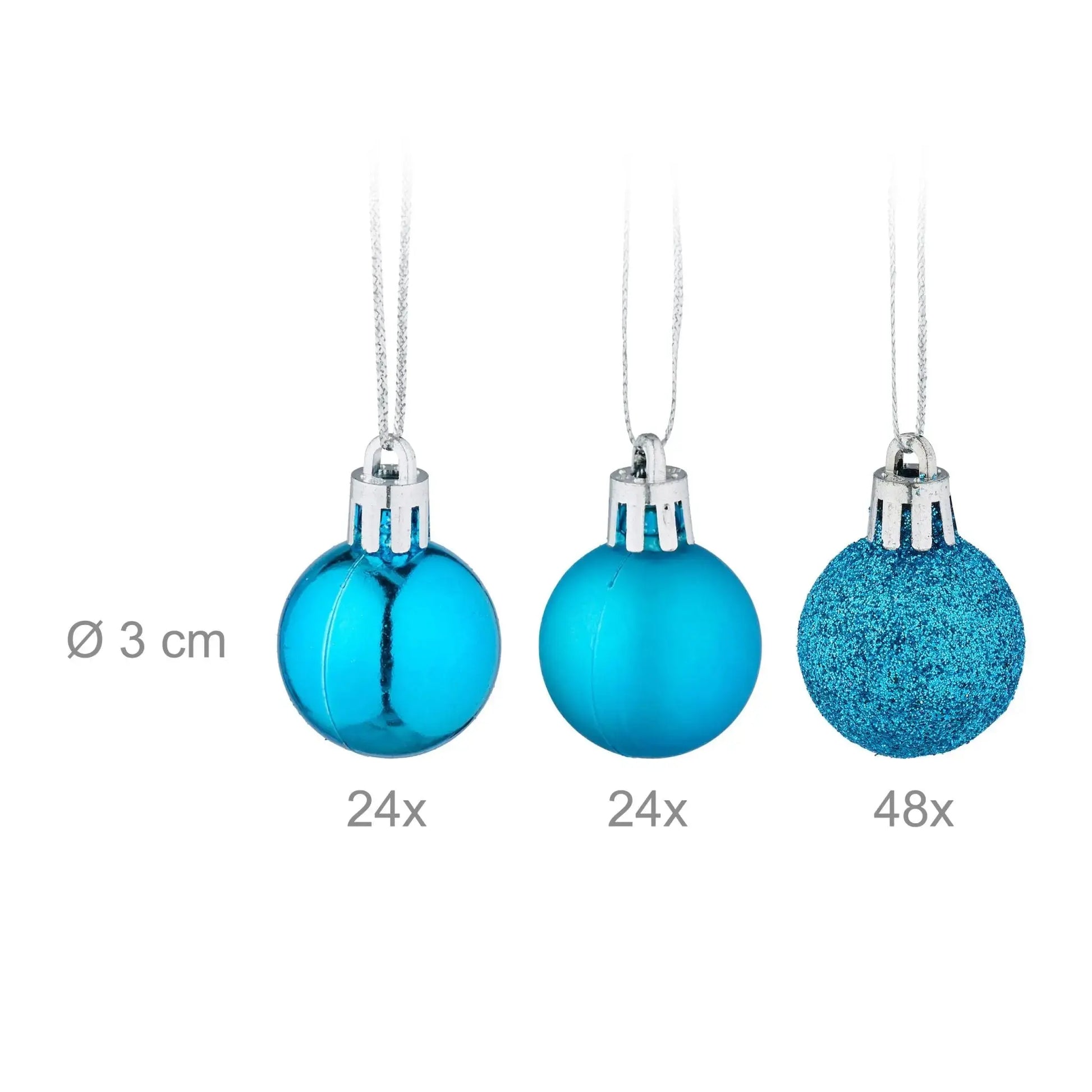 Weihnachtskugeln im 96er-Set Türkis-Silber von Relaxdays