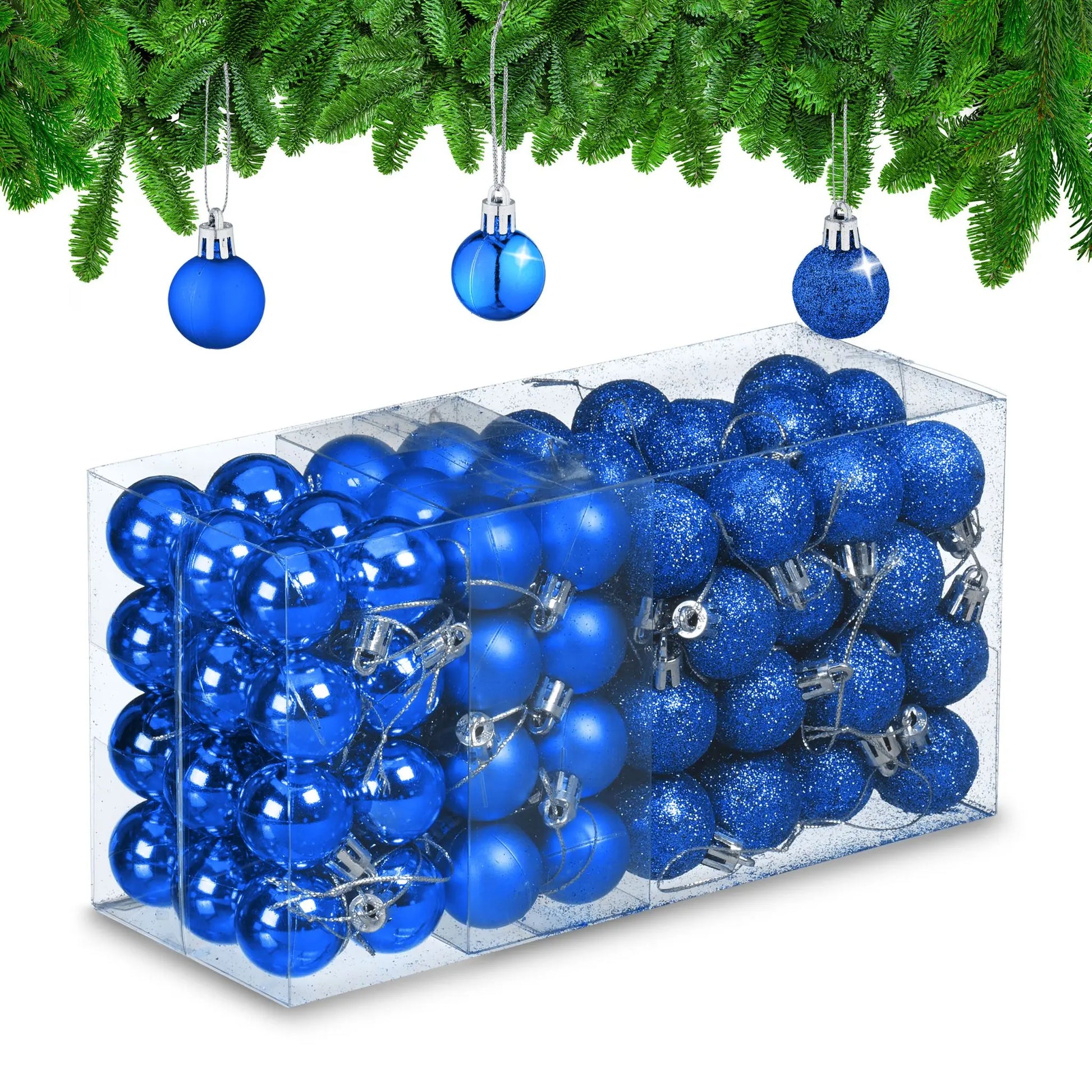 Weihnachtskugeln im 96er-Set Dunkelblau-Silber von Relaxdays