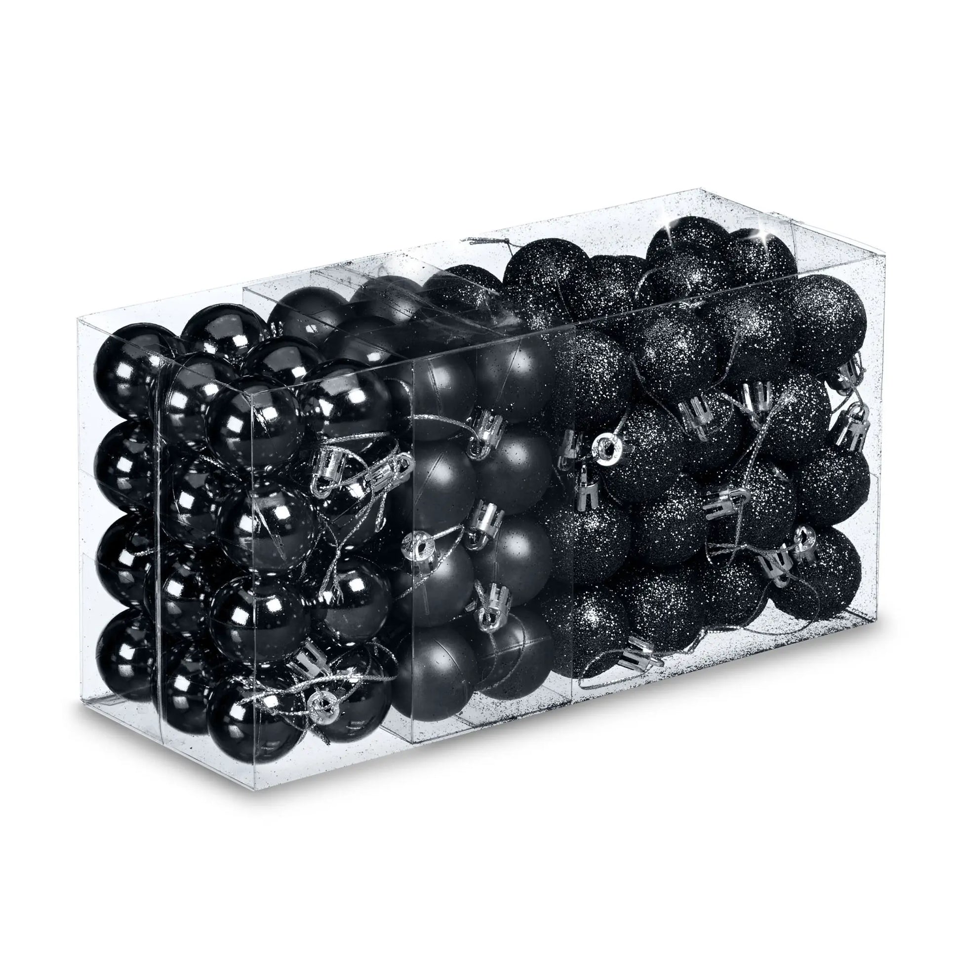 Weihnachtskugeln im 96er-Set Schwarz-Silber von Relaxdays