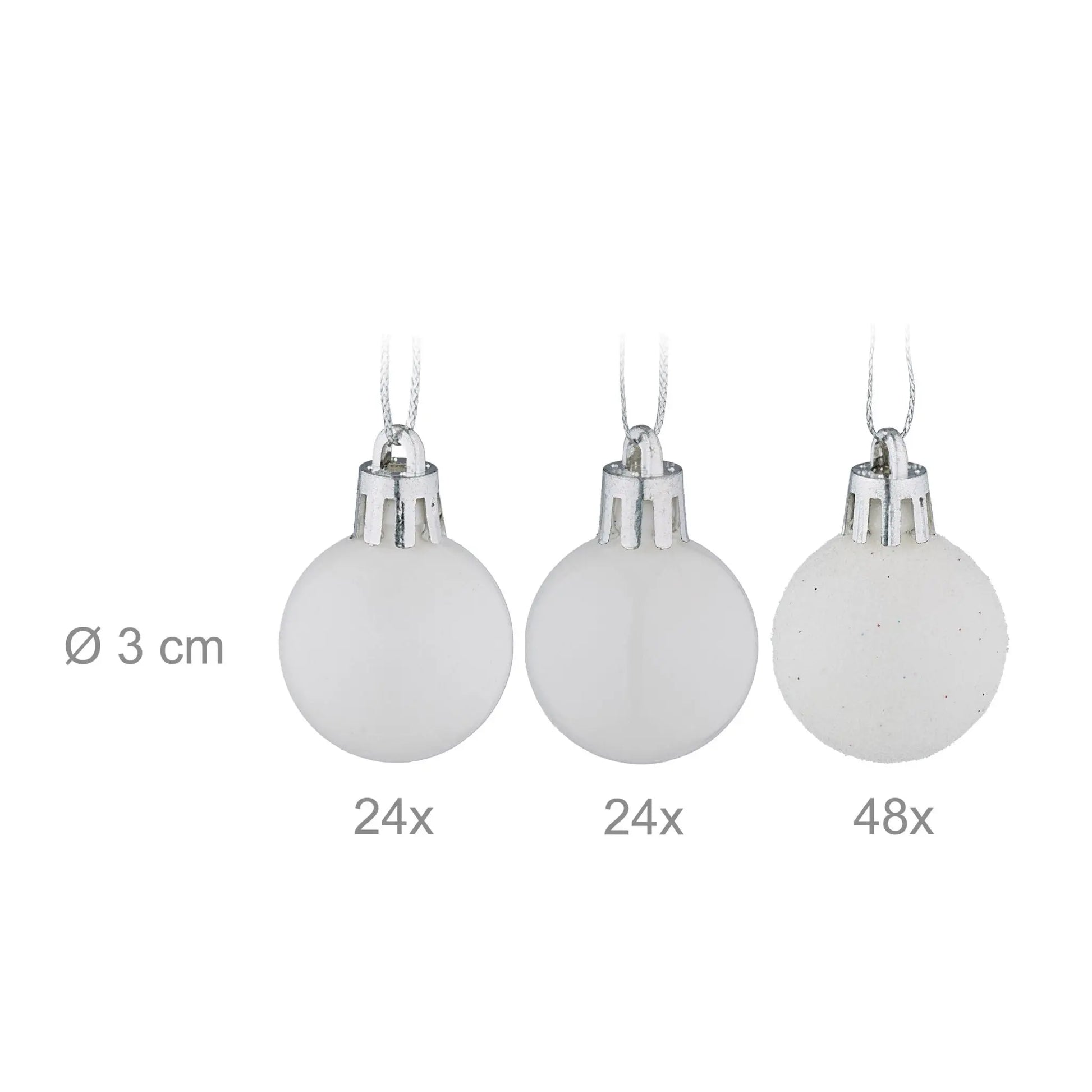 Weihnachtskugeln im 96er-Set Weiss-Silber von Relaxdays