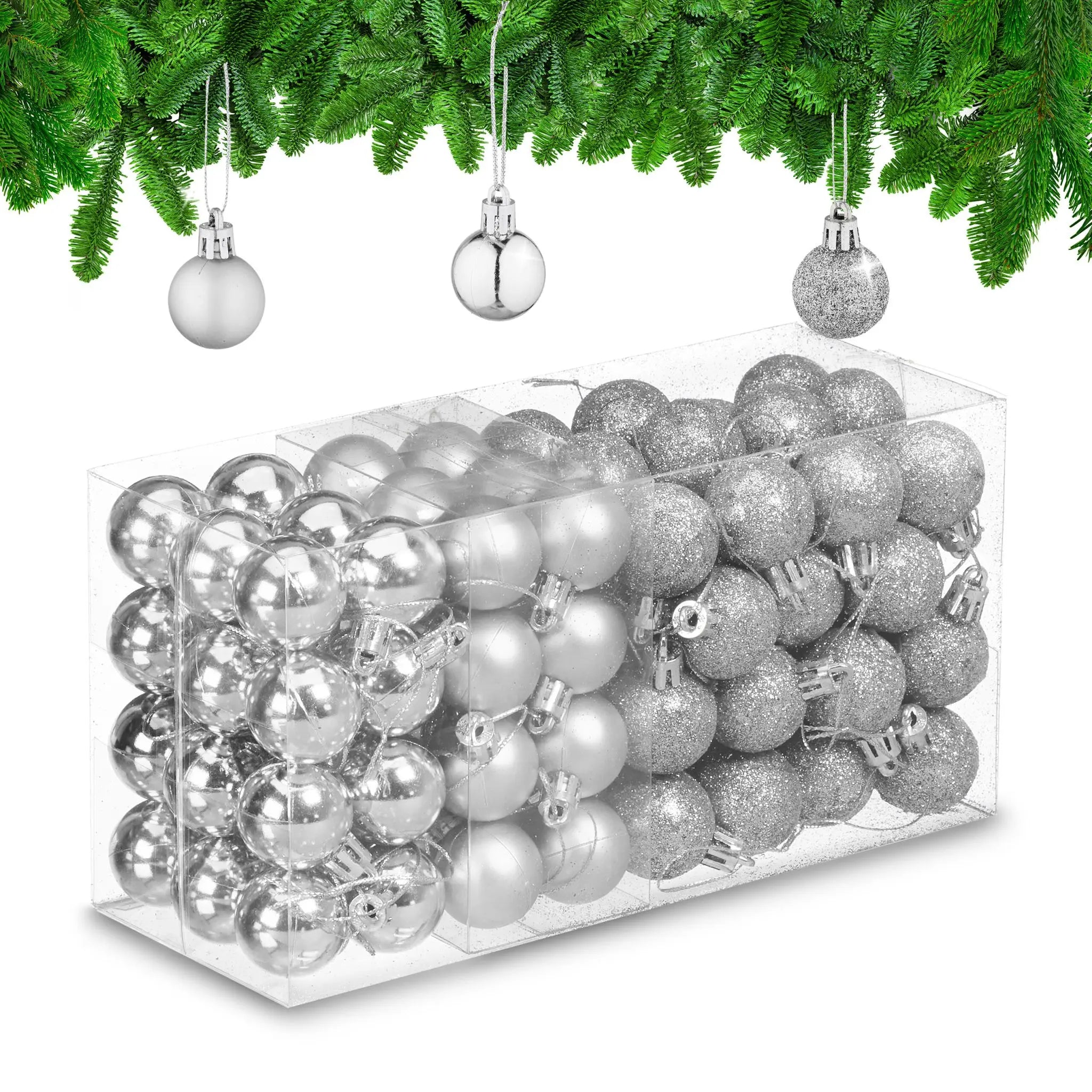 Weihnachtskugeln im 96er-Set Silber von Relaxdays