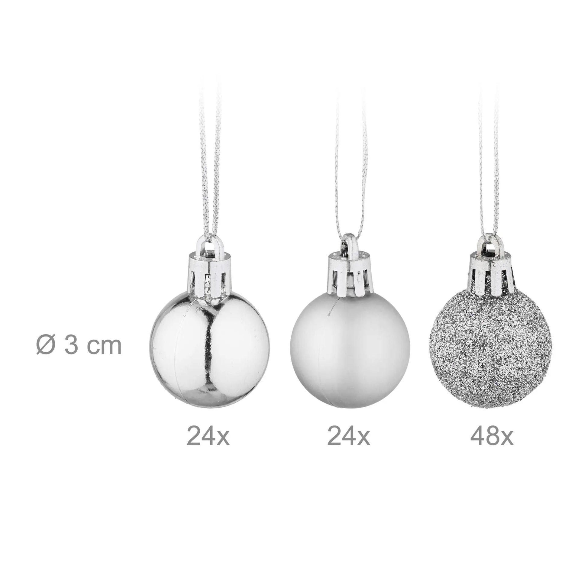 Weihnachtskugeln im 96er-Set Silber von Relaxdays