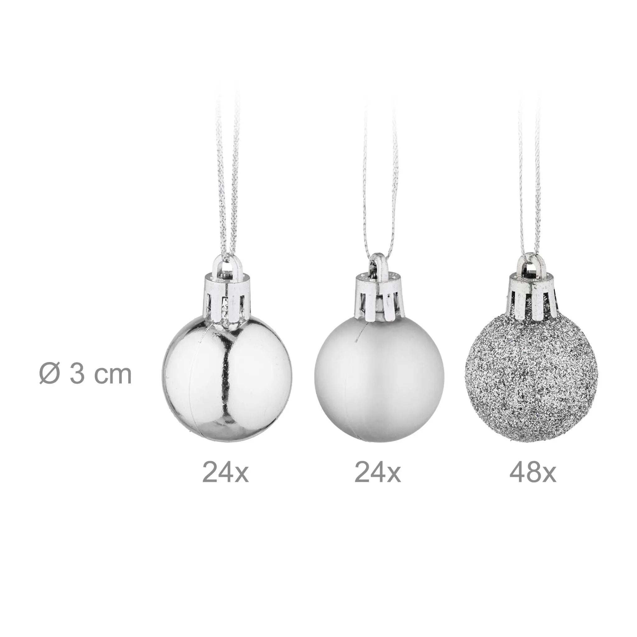 Weihnachtskugeln im 96er-Set Silber von Relaxdays