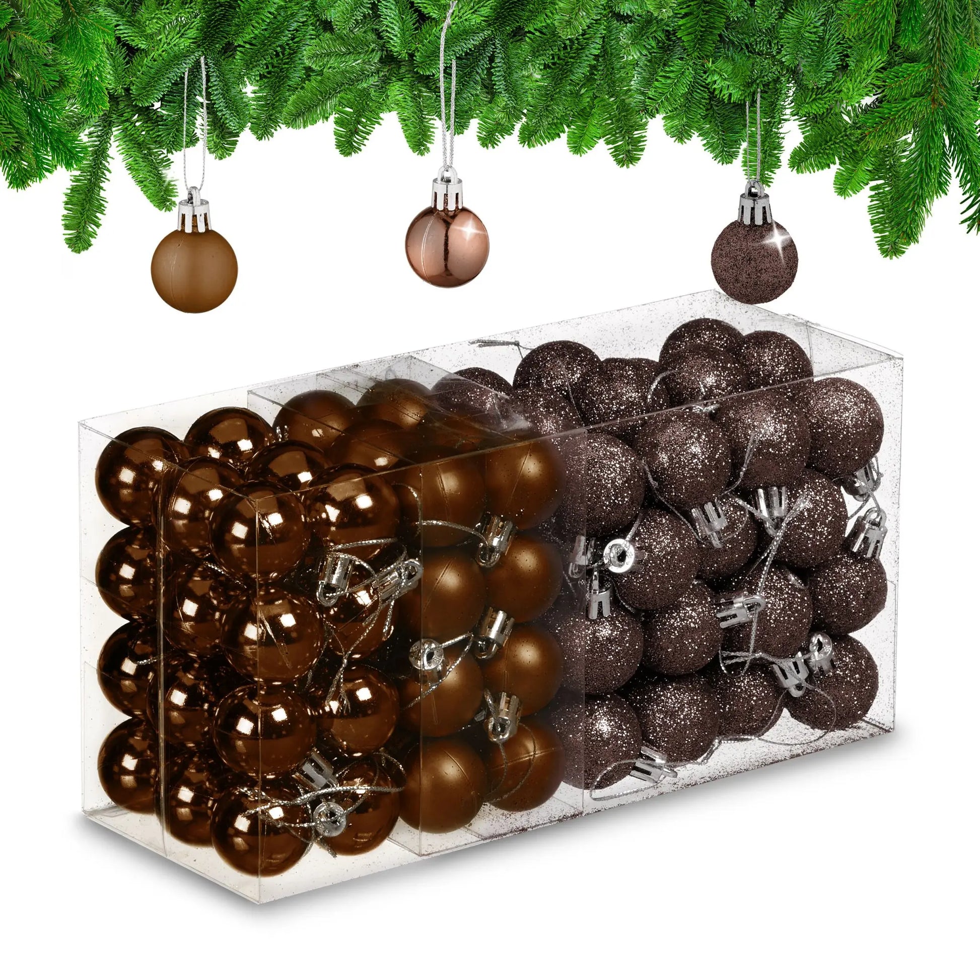 Weihnachtskugeln im 96er-Set Braun-Silber von Relaxdays