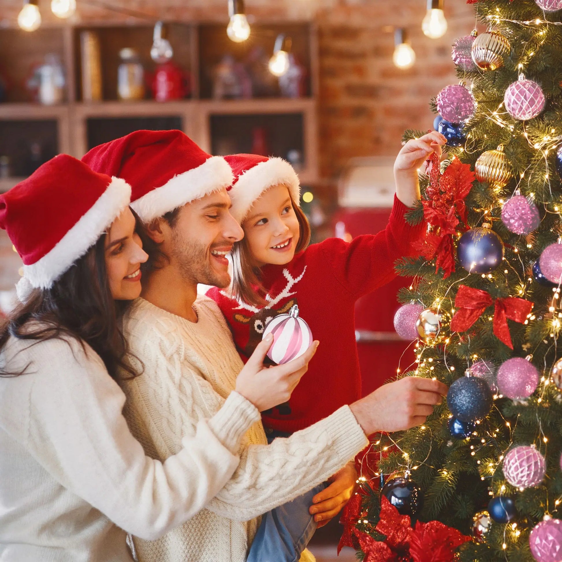 Weihnachtskugeln im 101er-Set Rosa-Weiss-Silber von Relaxdays