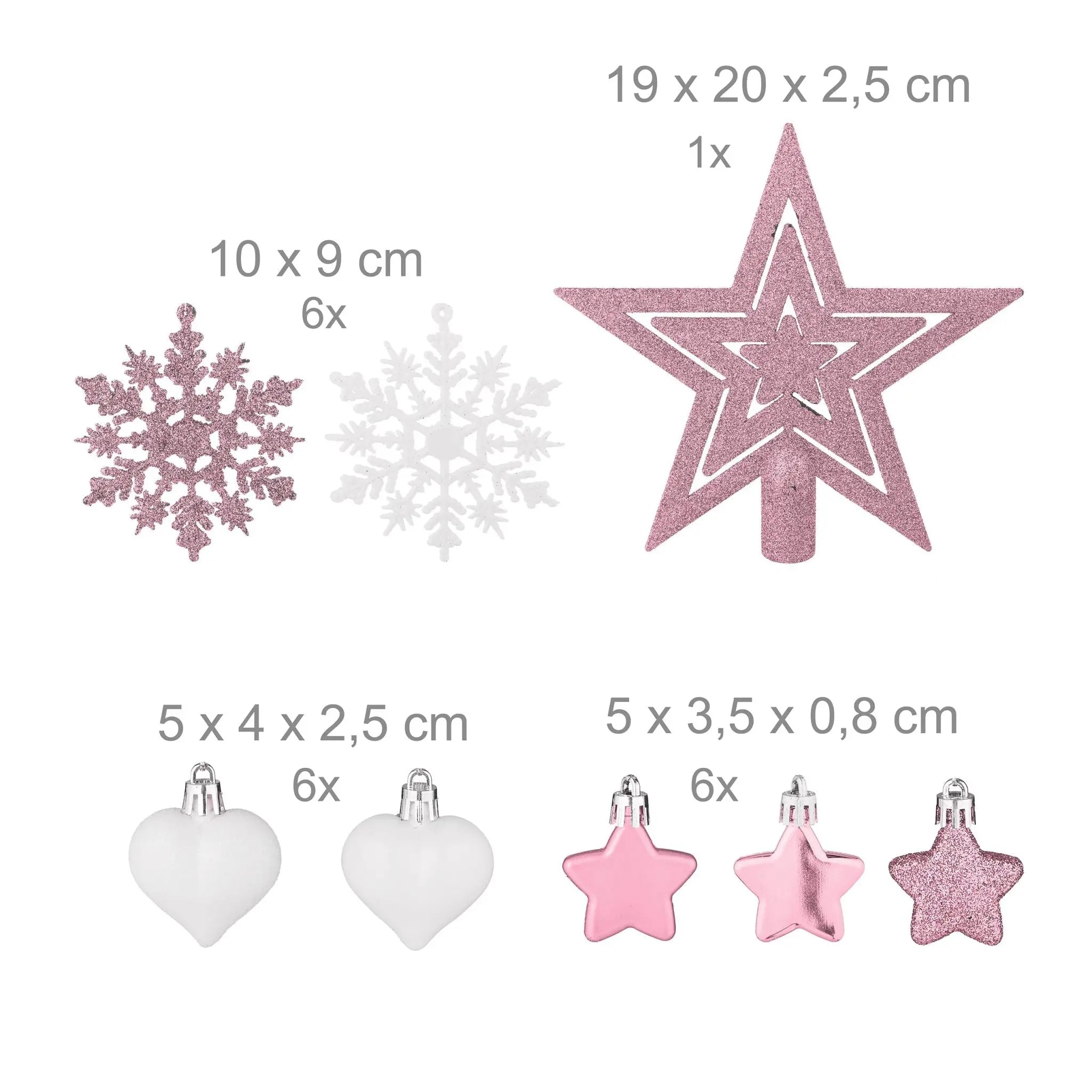 Weihnachtskugeln im 101er-Set Rosa-Weiss-Silber von Relaxdays