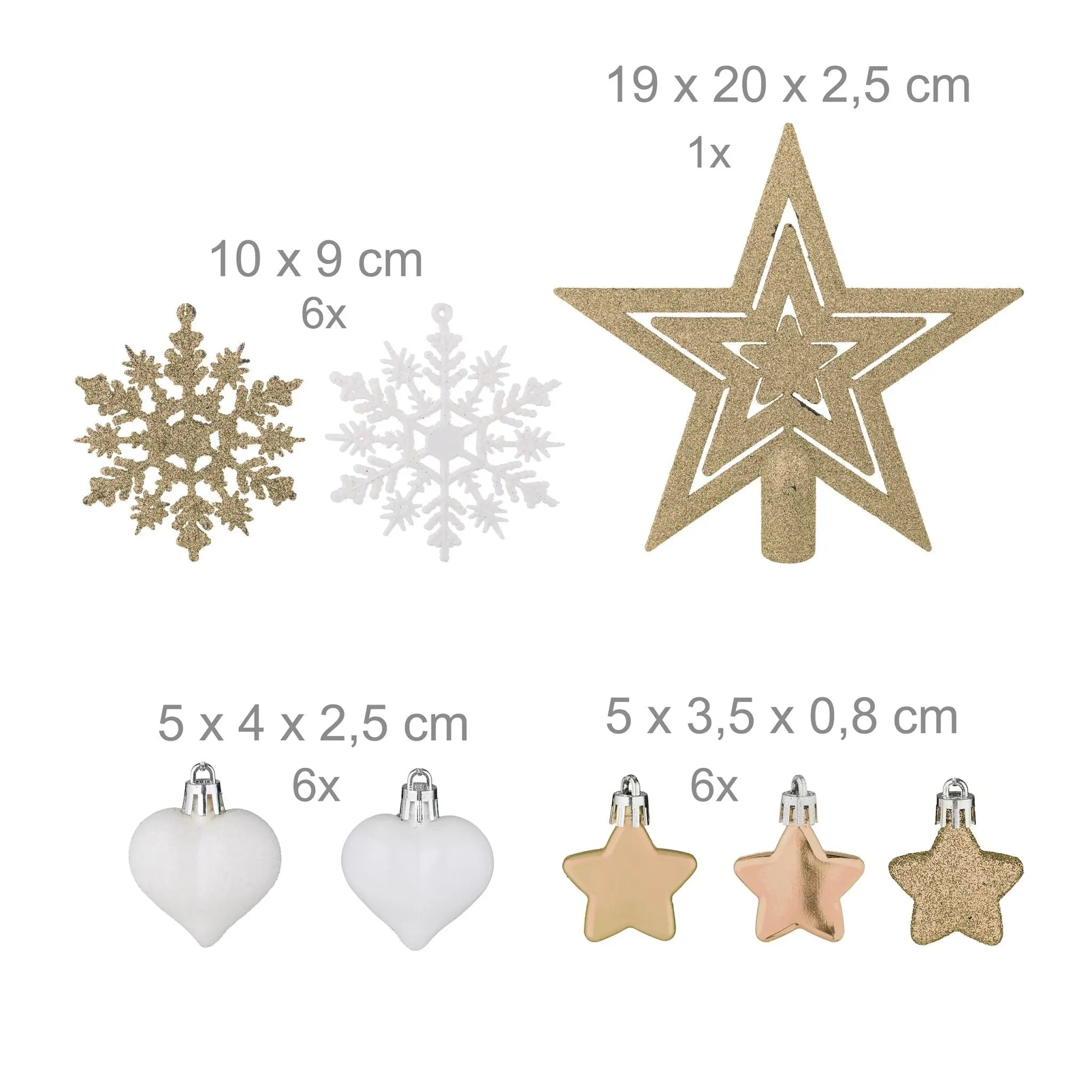 Weihnachtskugeln im 101er-Set Beige-Weiss-Silber von Relaxdays
