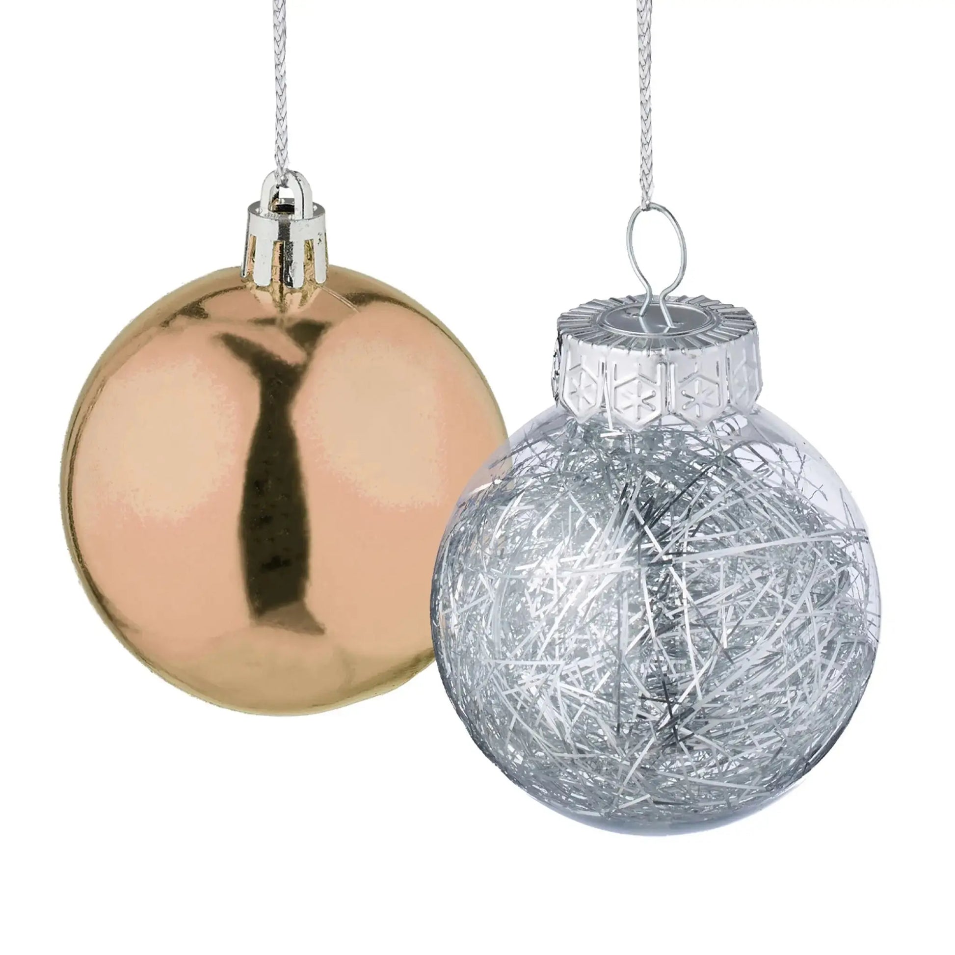 Weihnachtskugeln im 101er-Set Beige-Weiss-Silber von Relaxdays