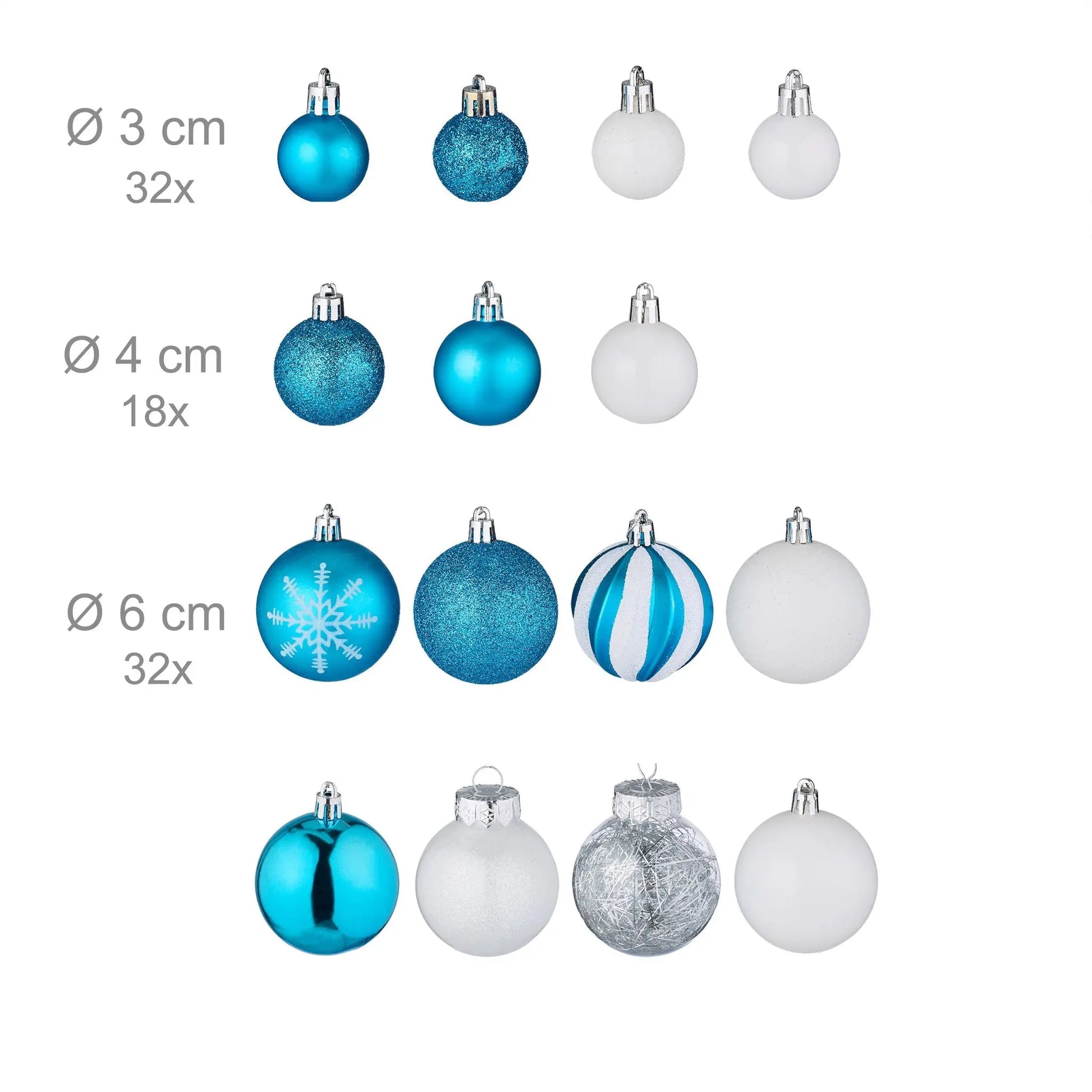 Weihnachtskugeln im 101er-Set Blau-Weiss-Silber von guteszeug.ch