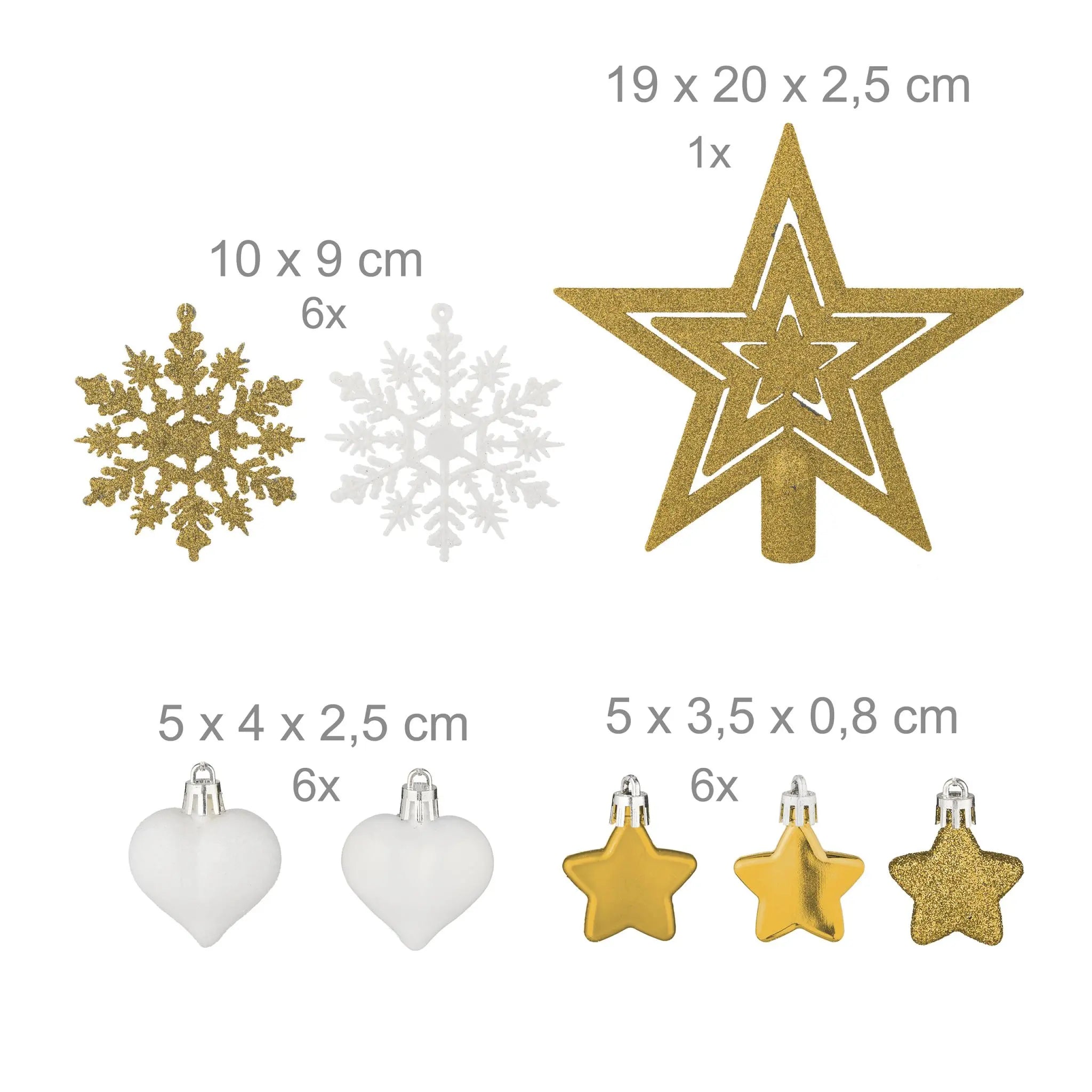 Weihnachtskugeln im 101er-Set Gold-Weiss-Silber von Relaxdays