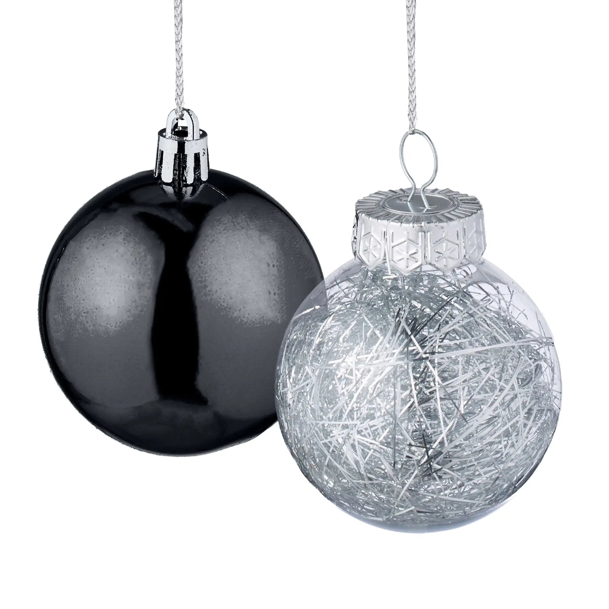 Weihnachtskugeln im 101er-Set Schwarz-Weiss-Silber von Relaxdays