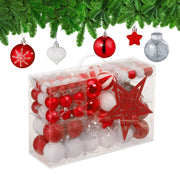 Weihnachtskugeln im 101er-Set Rot-Weiss-Silber von Relaxdays