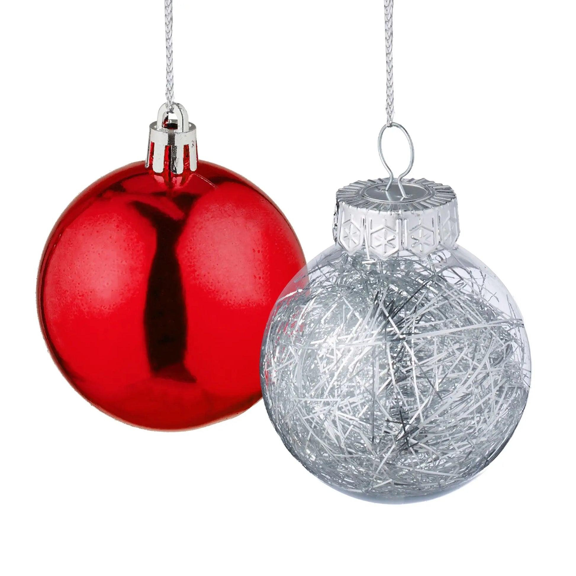 Weihnachtskugeln im 101er-Set Rot-Weiss-Silber von Relaxdays