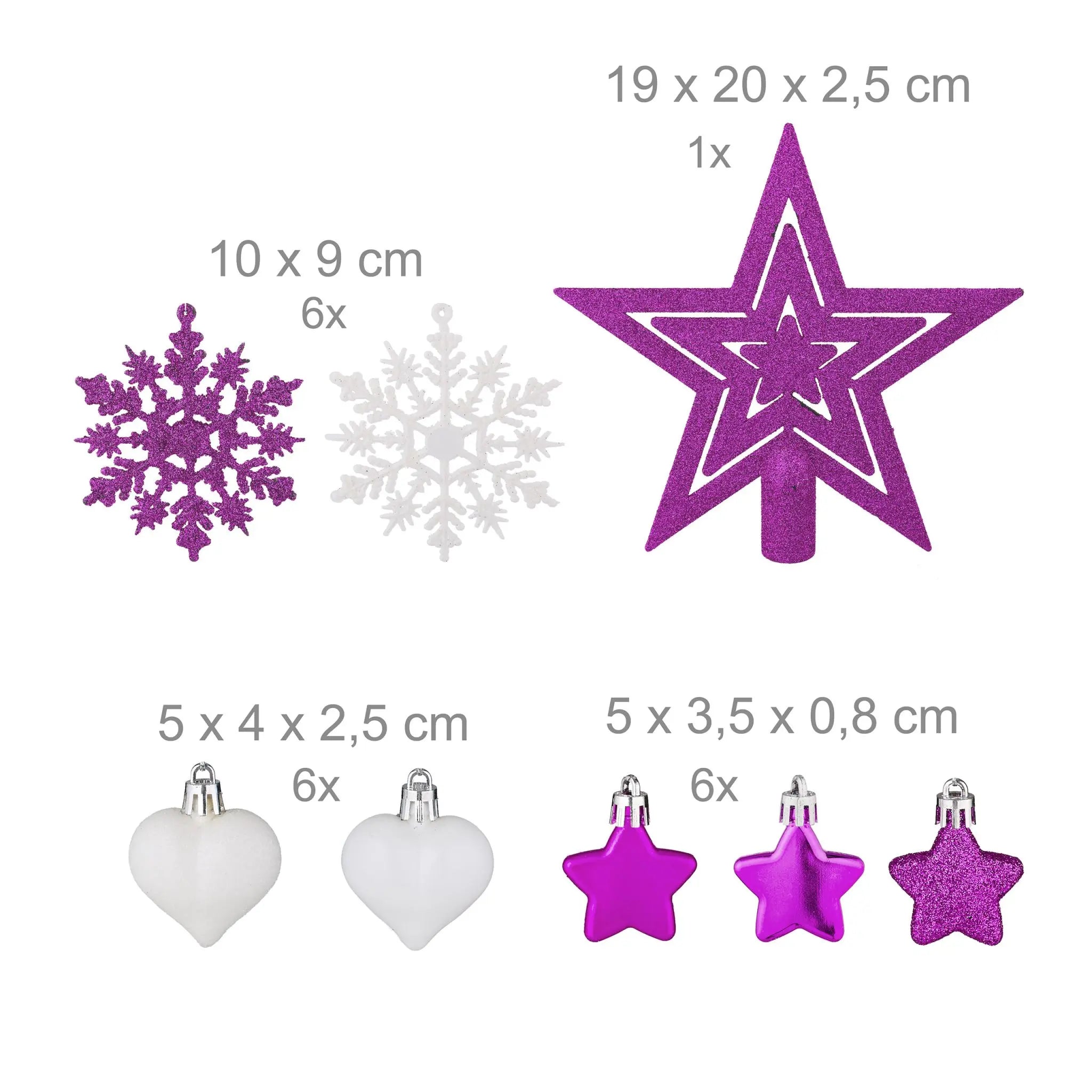 Weihnachtskugeln im 101er-Set Pink-Weiss-Silber von Relaxdays