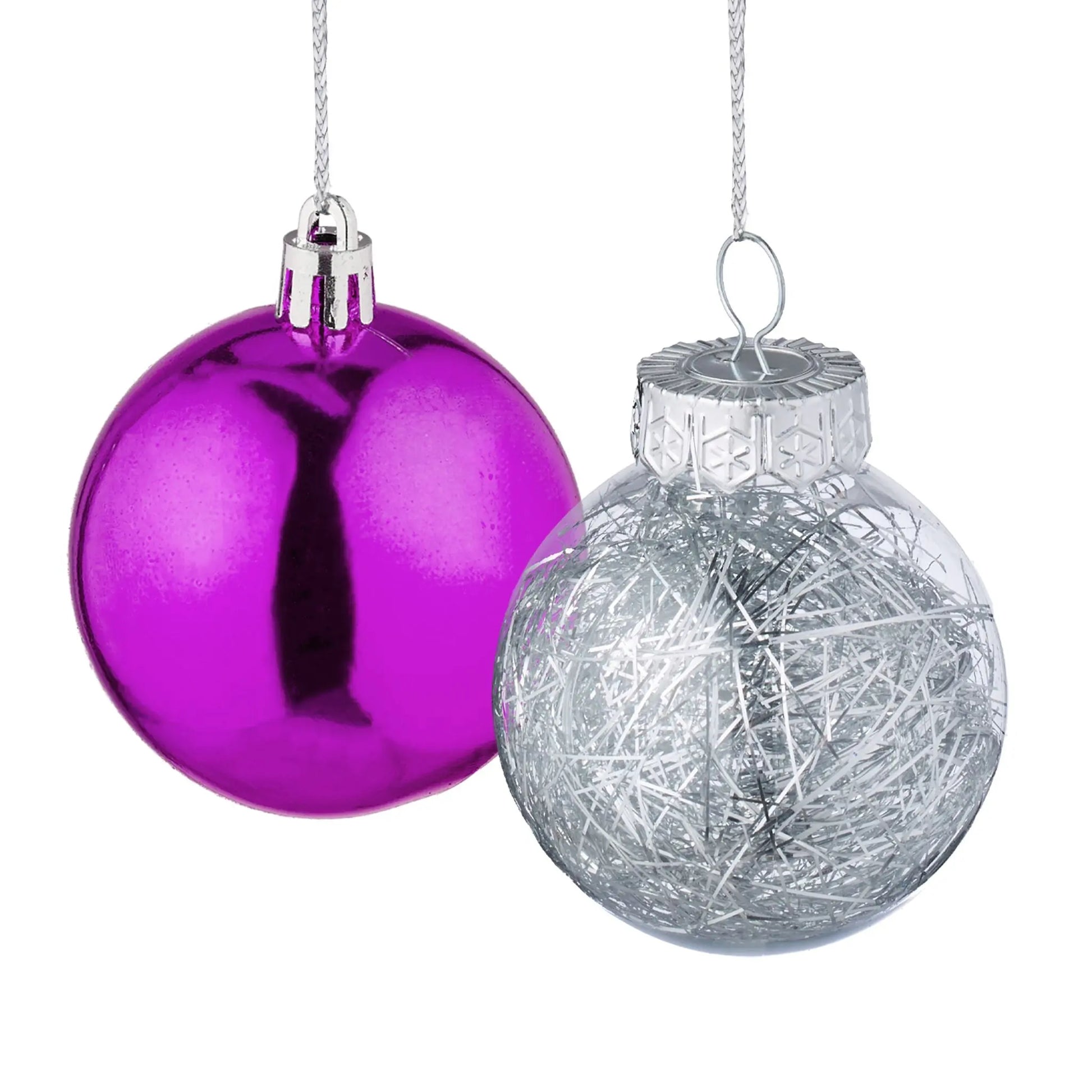 Weihnachtskugeln im 101er-Set Pink-Weiss-Silber von Relaxdays
