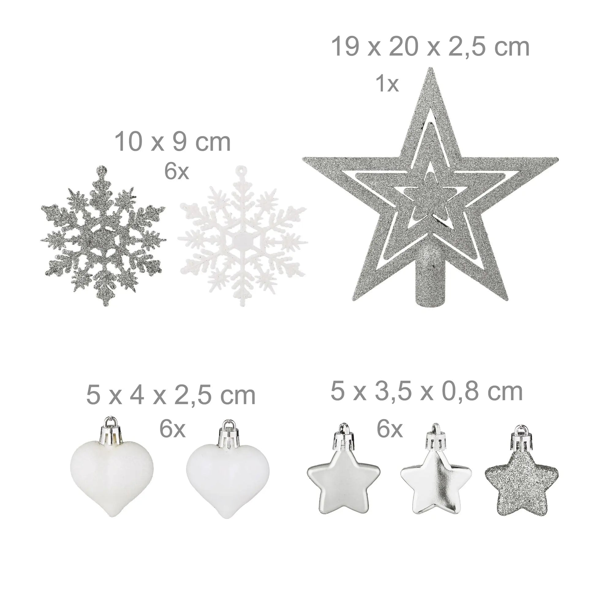 Weihnachtskugeln im 101er-Set Silber-Weiss von Relaxdays