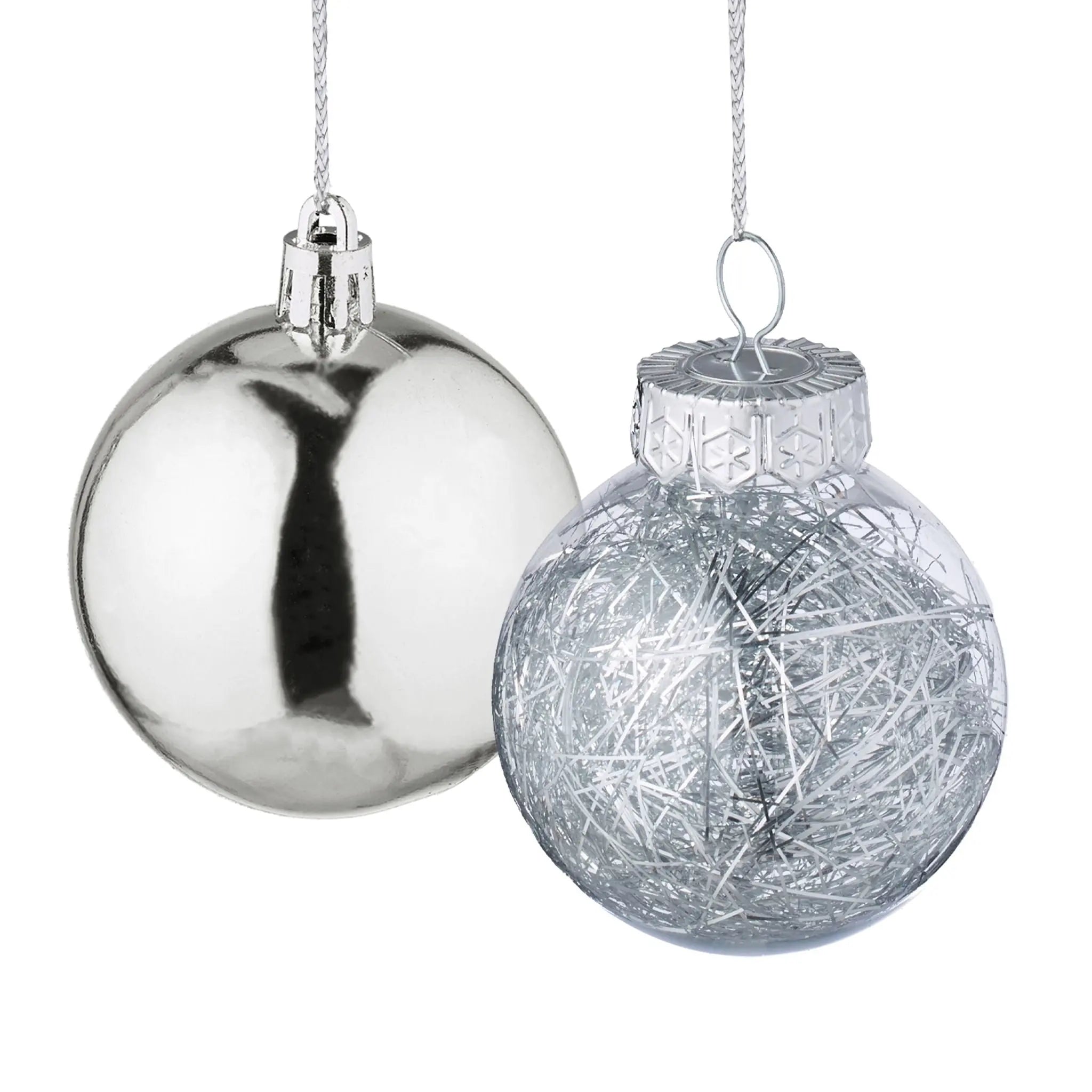 Weihnachtskugeln im 101er-Set Silber-Weiss von Relaxdays